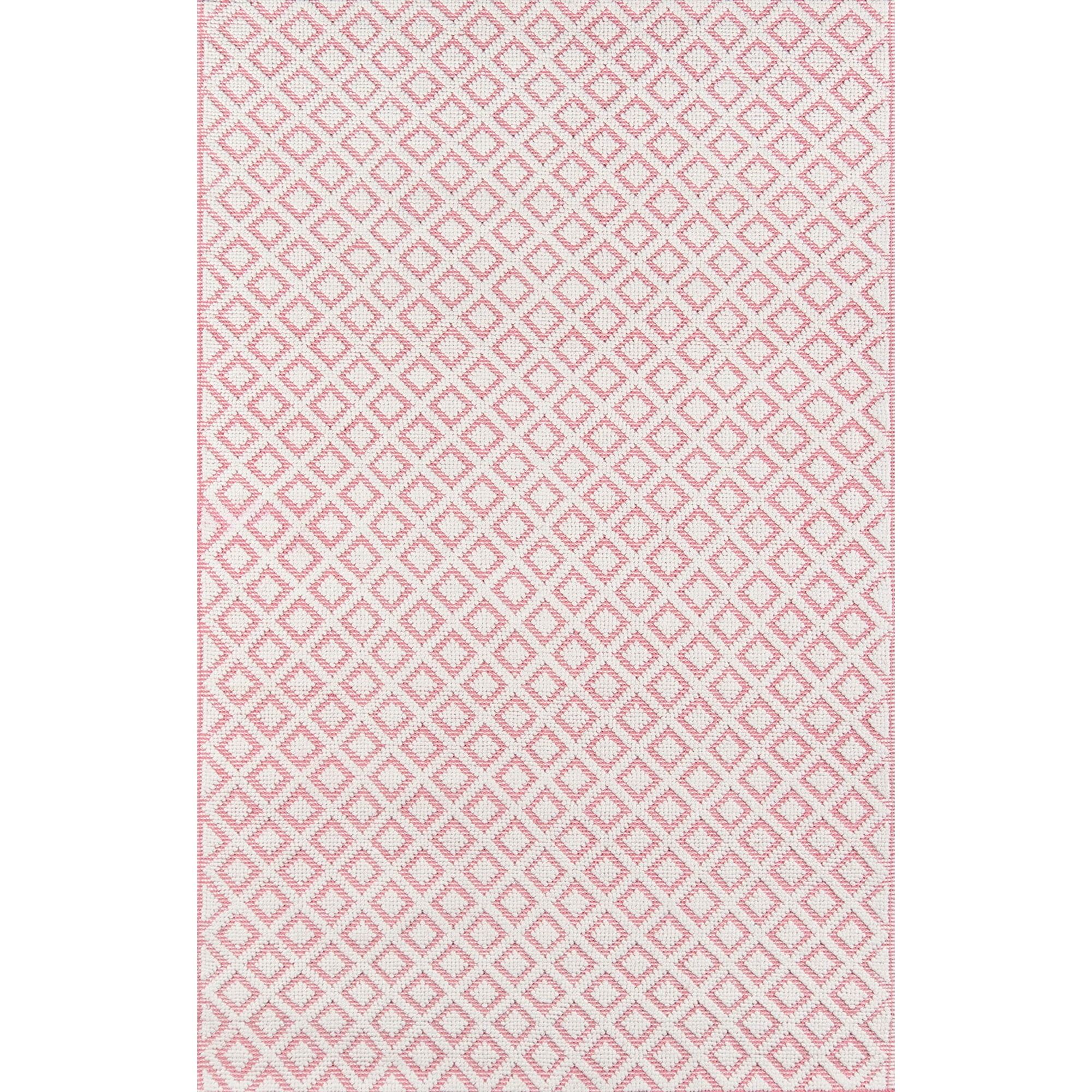 Heritage Pink Diamond Geometric Handwoven Wool-Cotton Rug, 3'6" X 5'6"