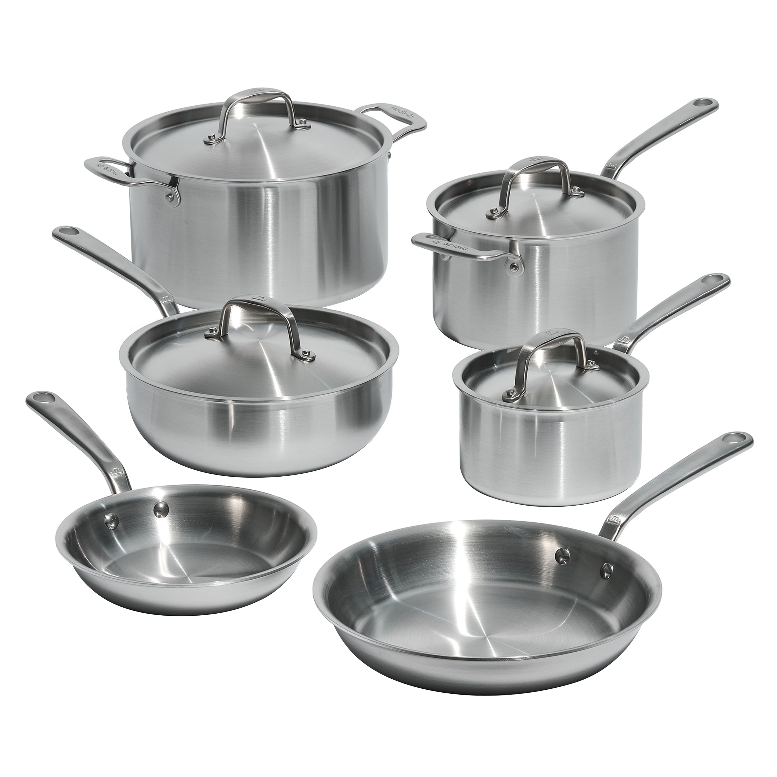 10-Piece Stainless Steel 5-Ply Cookware Set with Lids