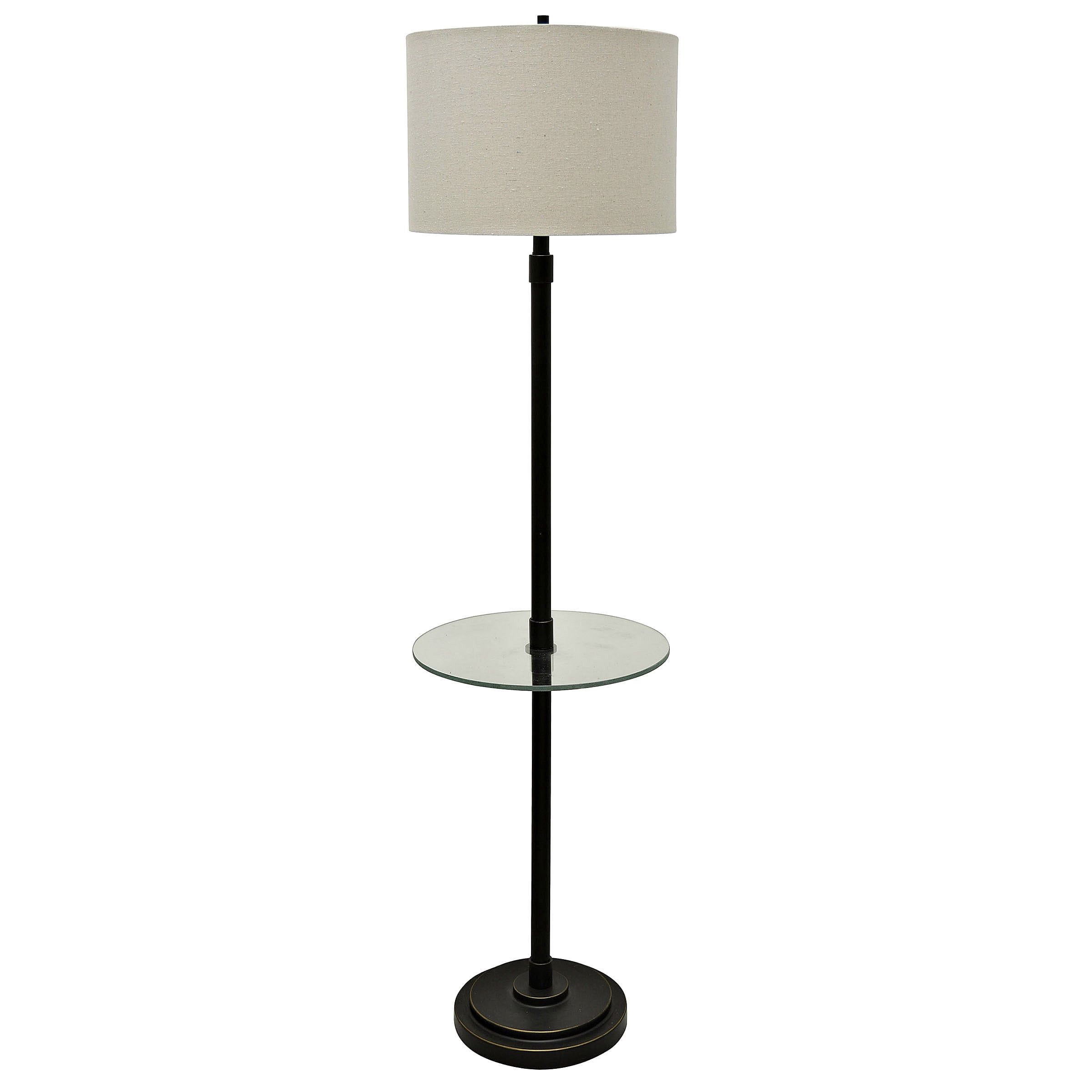 Madison 61" Bronze Floor Lamp with Glass Table and Fabric Shade