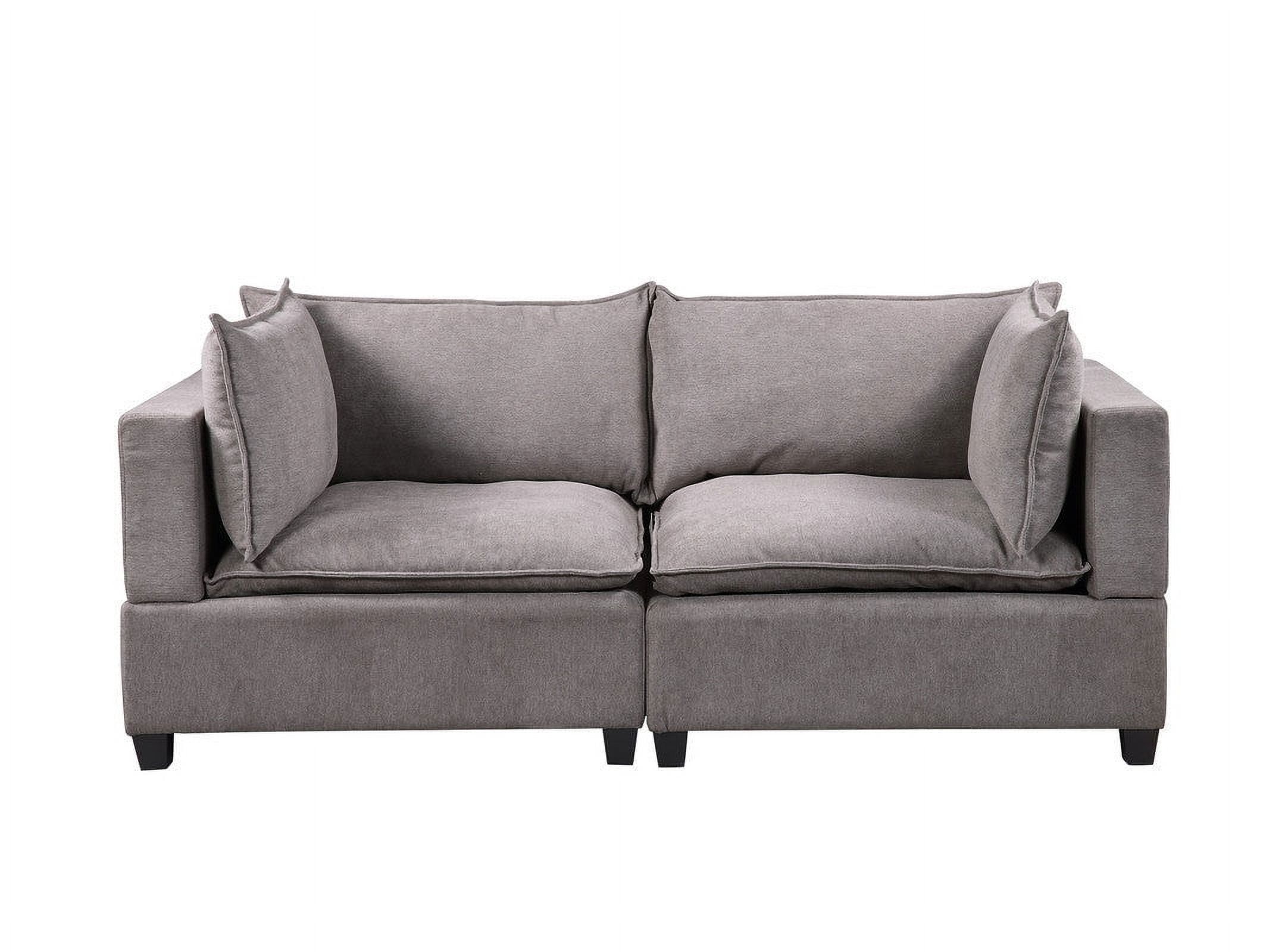 Modern Light Gray Fabric Loveseat with Down Feather Cushions