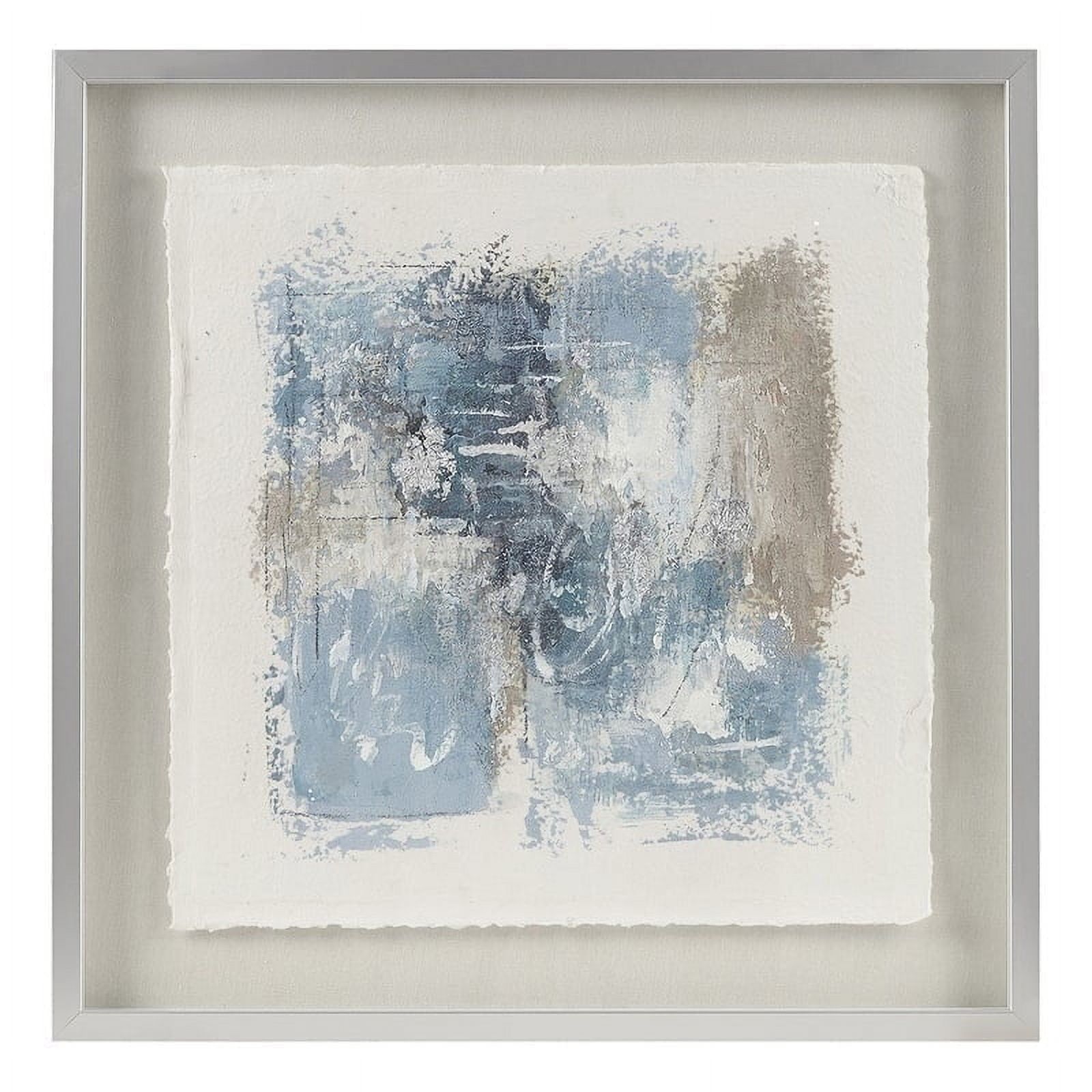 Blue and Neutral Abstract Rice Paper Framed Wall Art