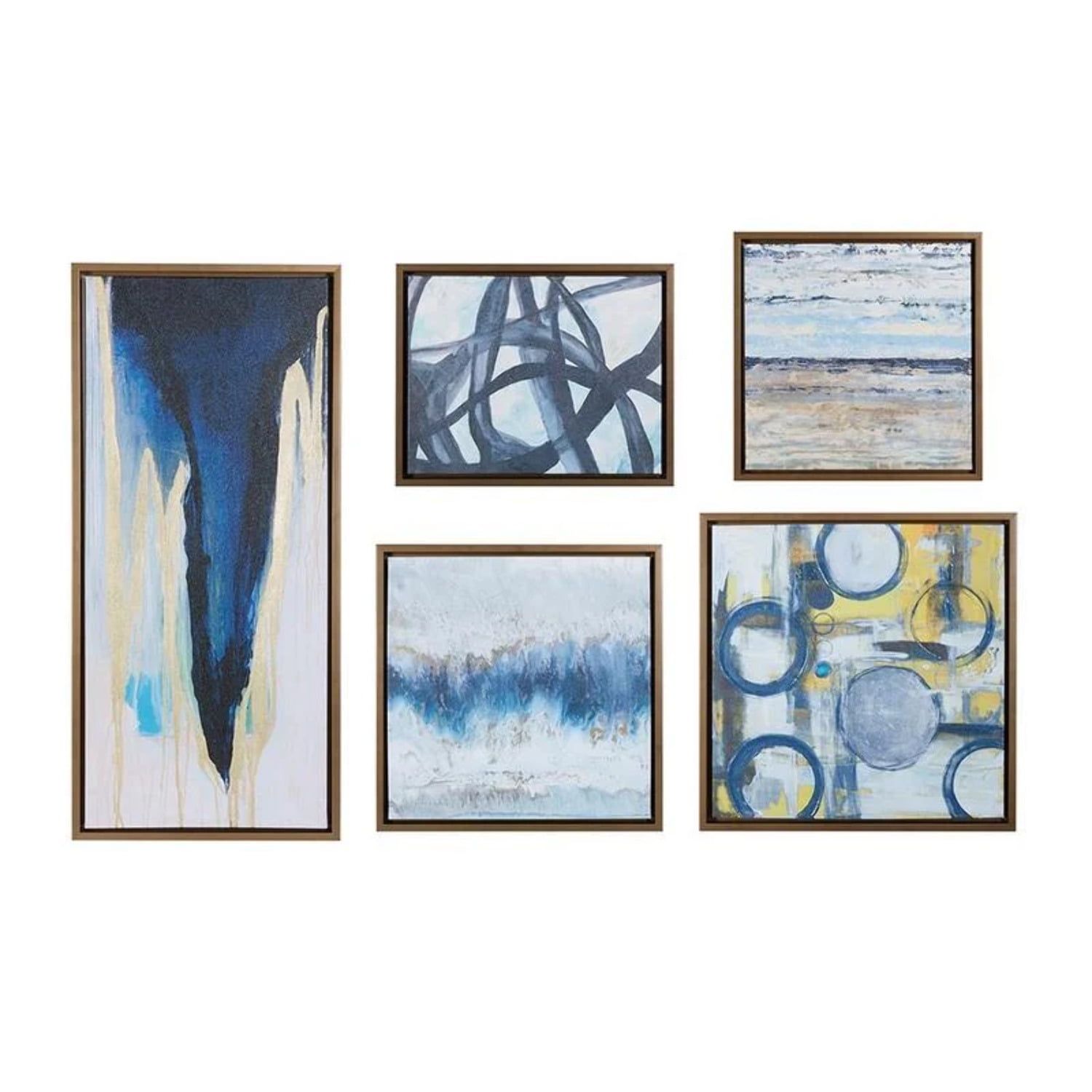 Blue Bliss Abstract 5-Piece Framed Canvas Wall Art Set