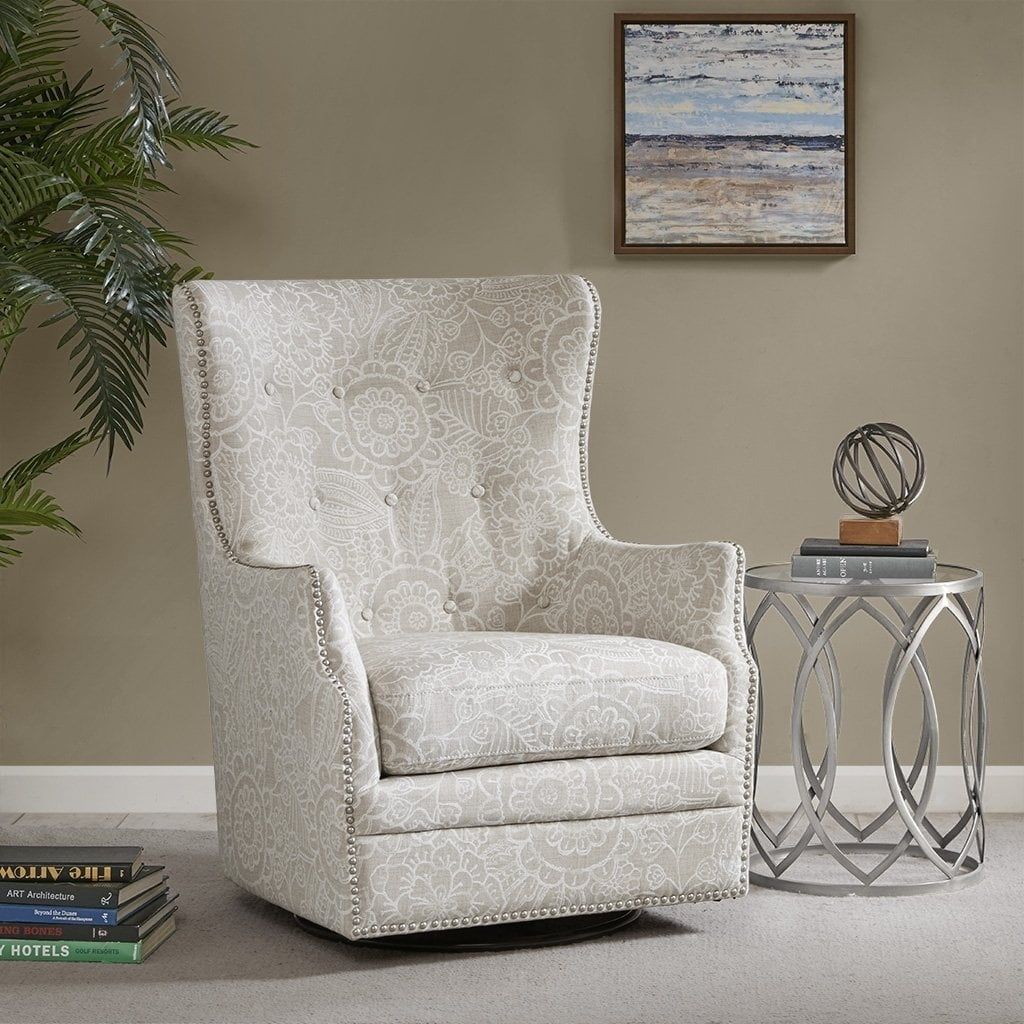 Elegant Black Oversized Swivel Accent Chair with Button Detailing