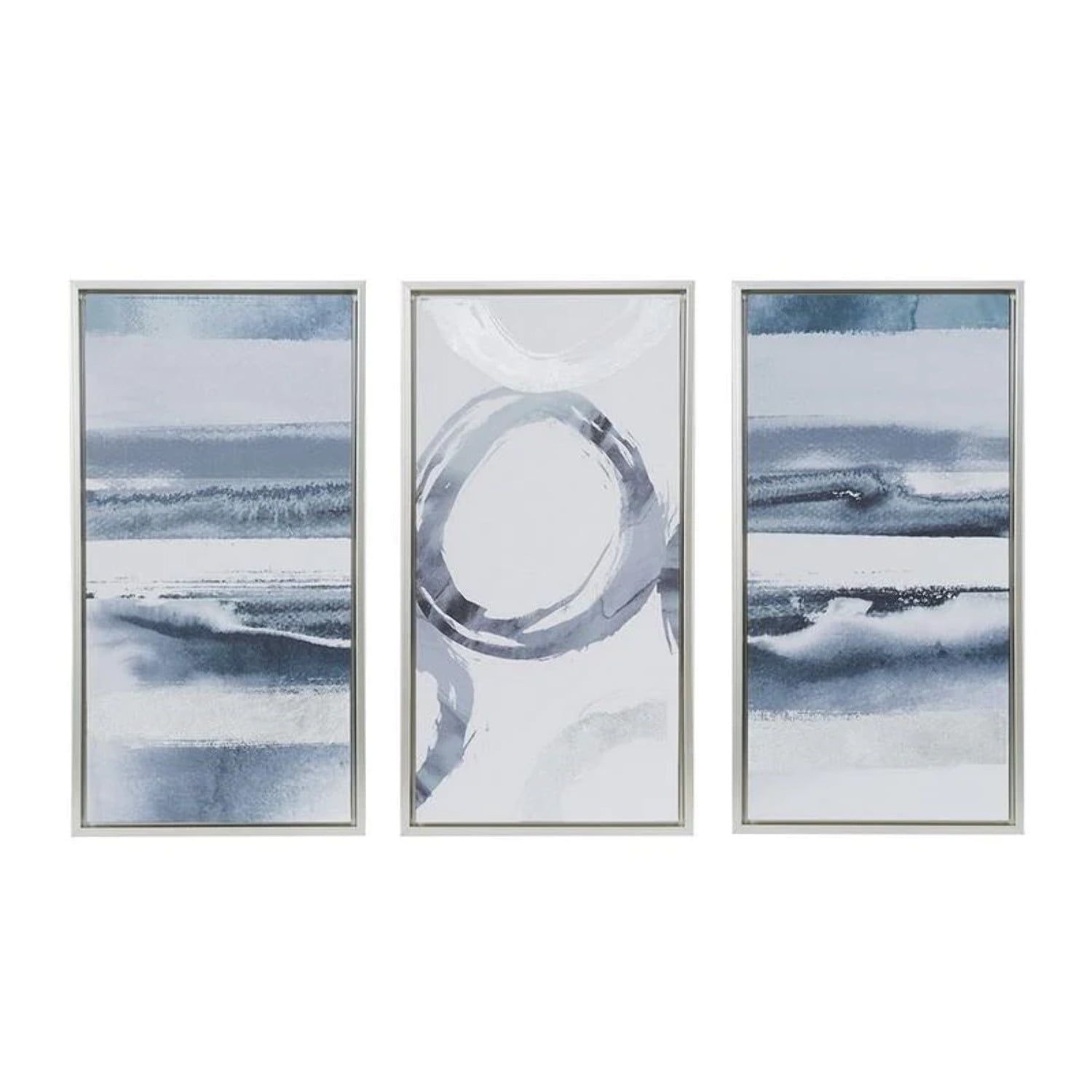 Gray and White Abstract Framed Canvas Wall Art Set