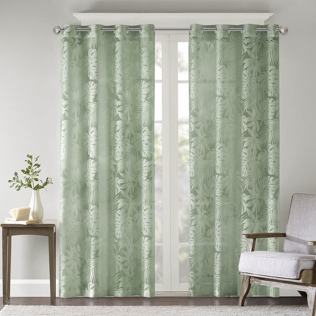 Sage Green Sheer Polyester Grommet Window Panel
