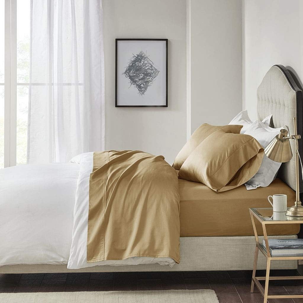 Gold Pima Cotton Sateen Split King Sheet Set