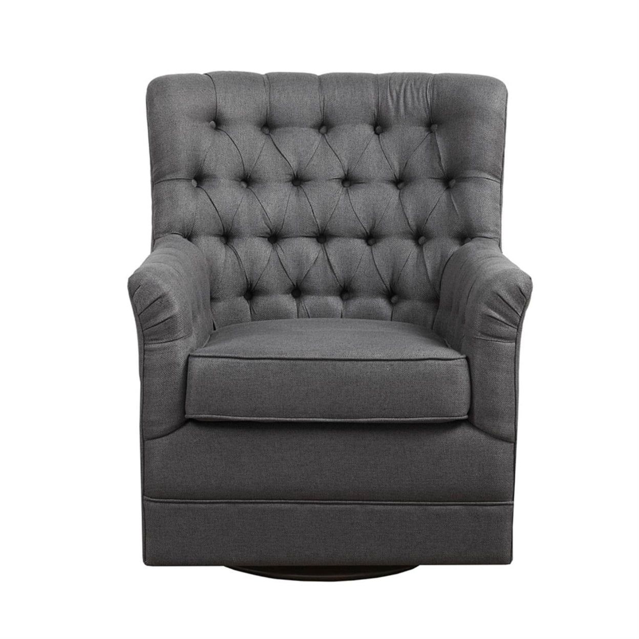 Mathis Deep Gray Velvet Swivel Glider Chair