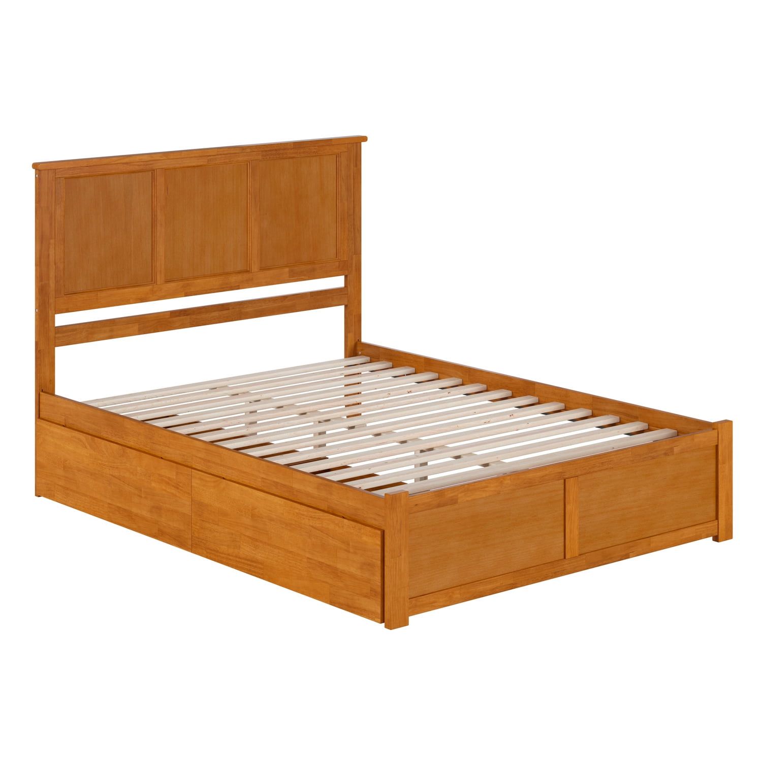 Madison Light Toffee Queen Wood Platform Bed with Storage Drawers