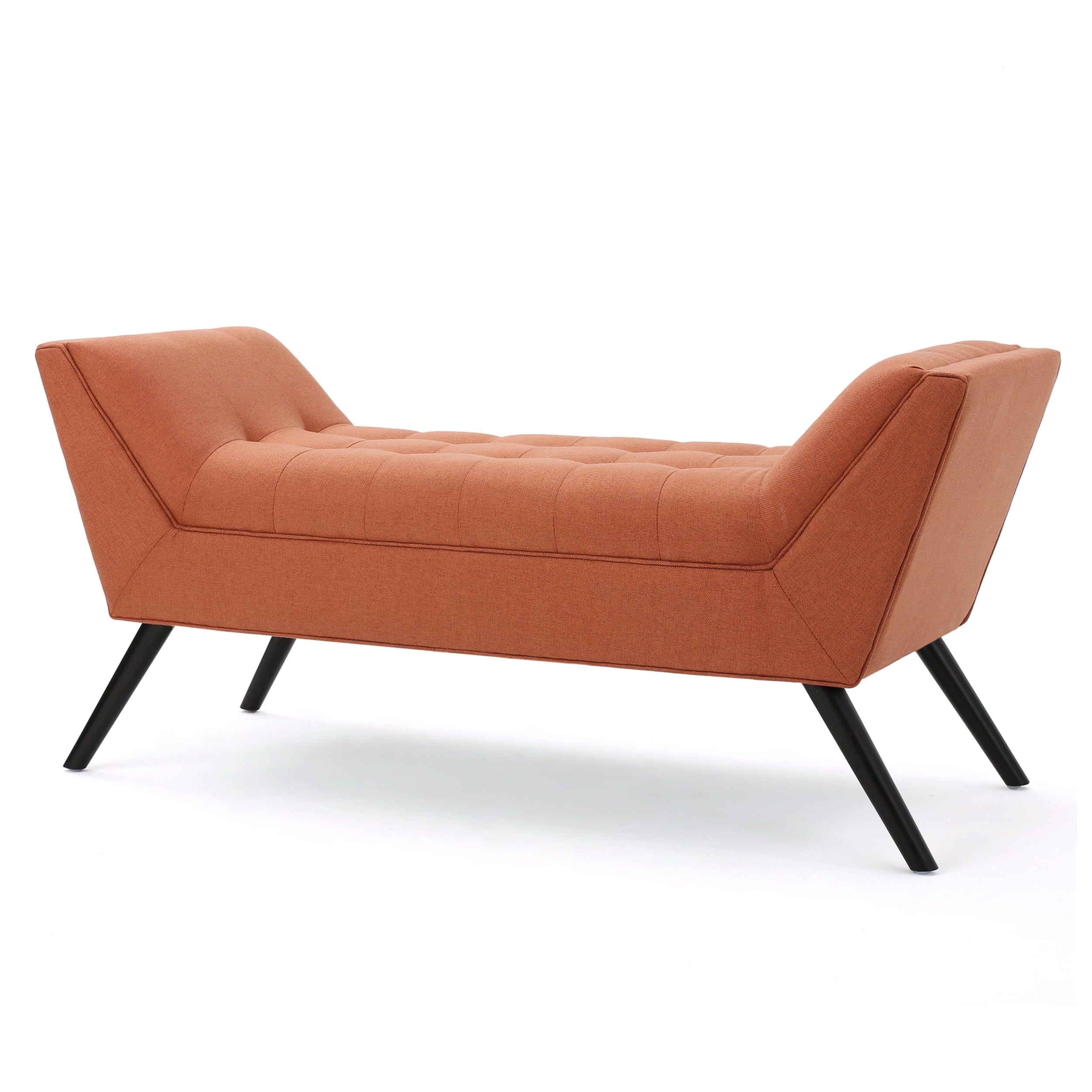 Madrid Orange Tufted Fabric Ottoman Bench