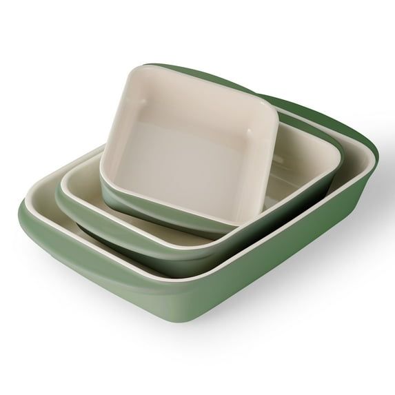 Cactus Green Ceramic Non-Stick Rectangular Baking Pan Set