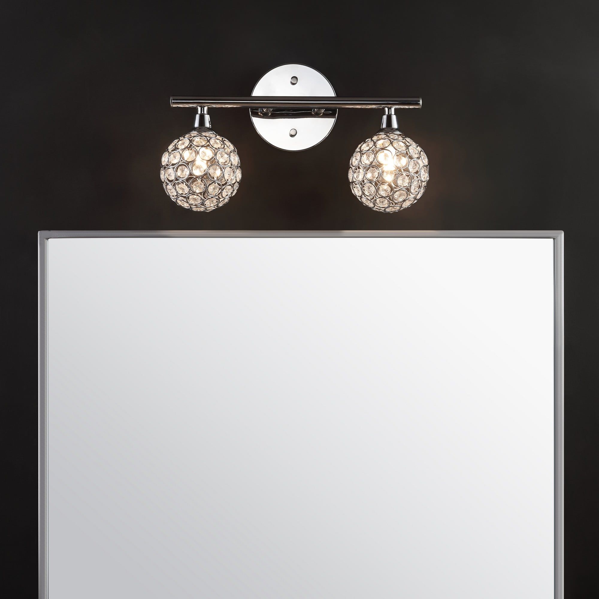 Maeve 13" Chrome 2-Light Iron and Glass Vanity Light