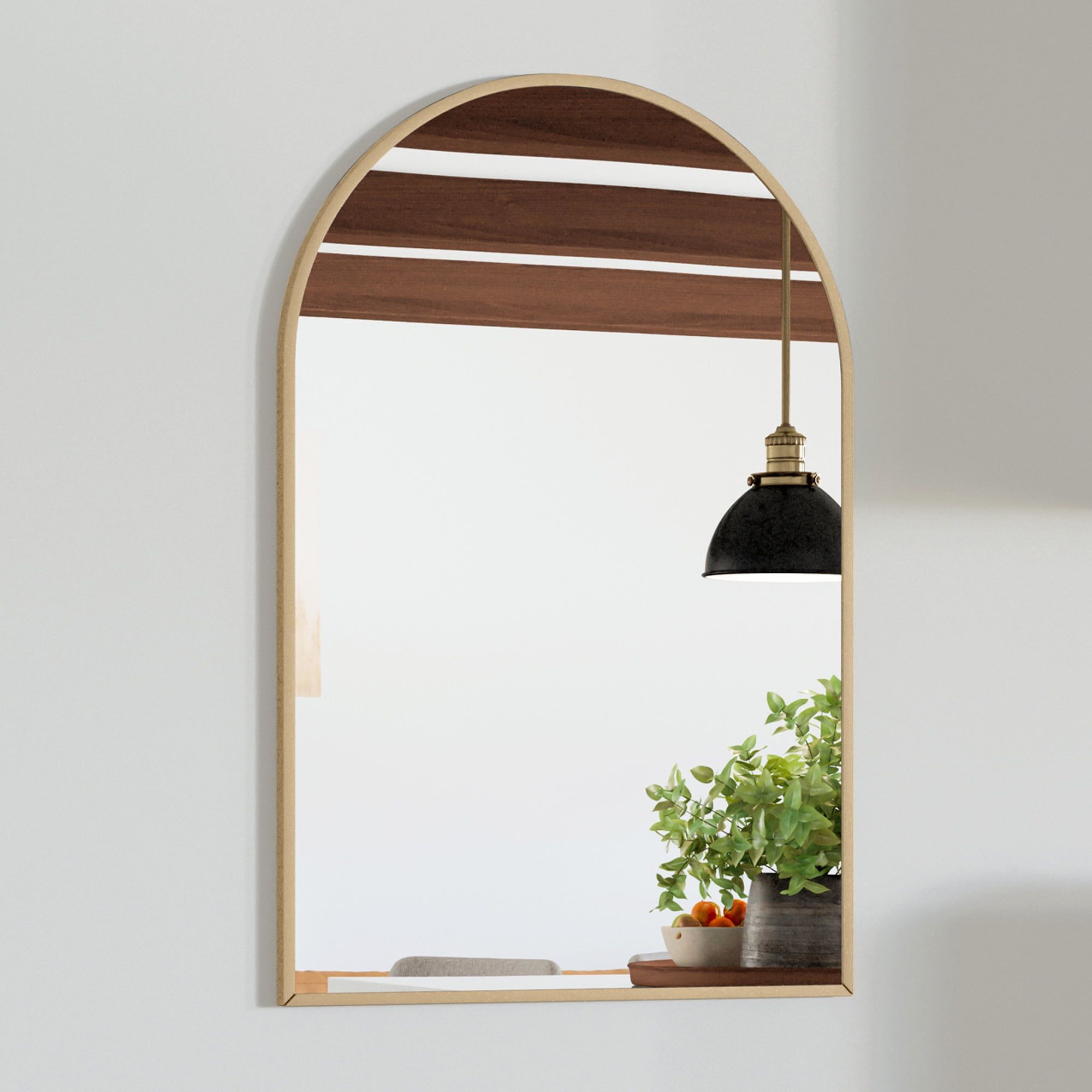 Maeve 36-Inch Arched Gold Metal Framed Vanity Mirror