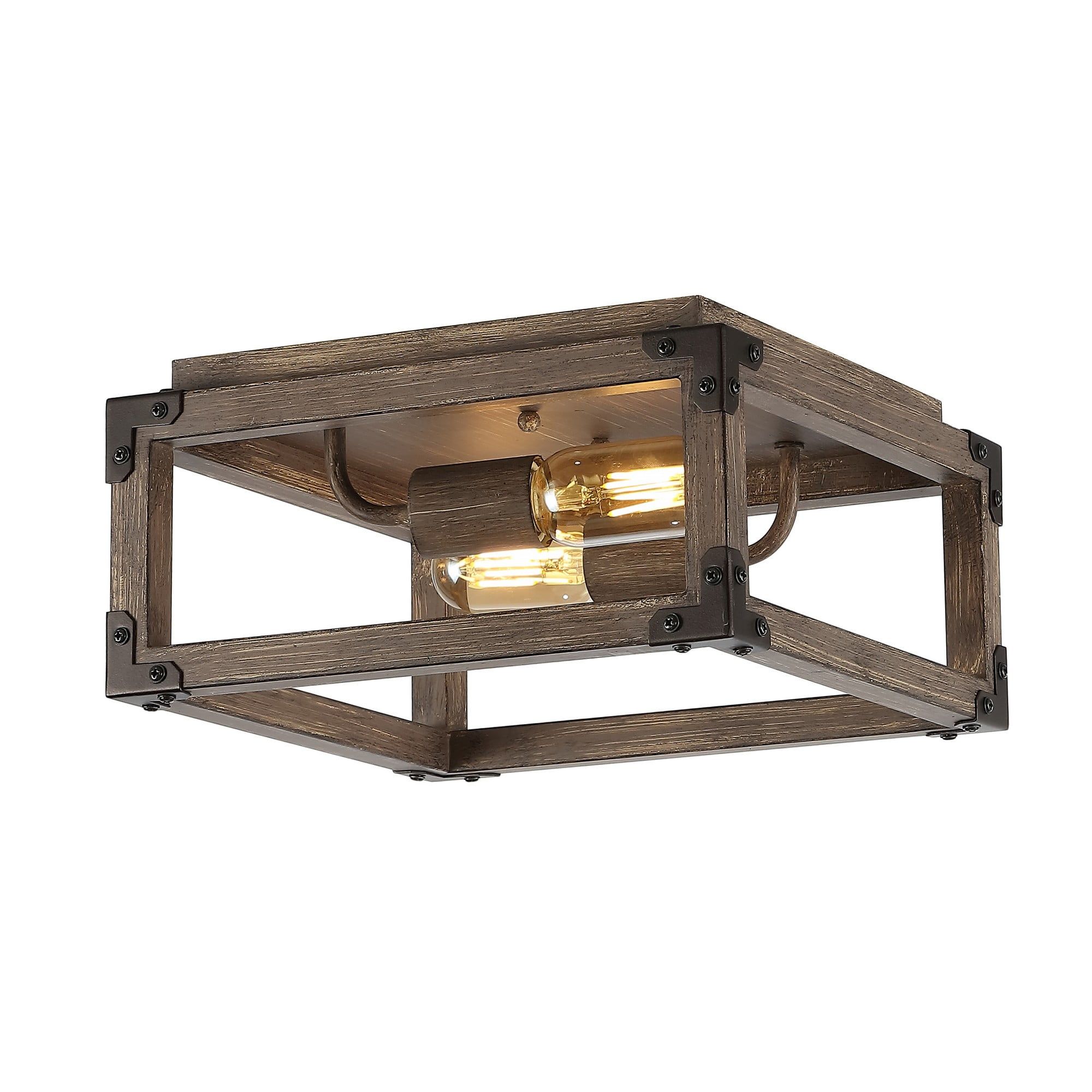 Farmhouse 11.5" Brown Iron LED Flush Mount Ceiling Light