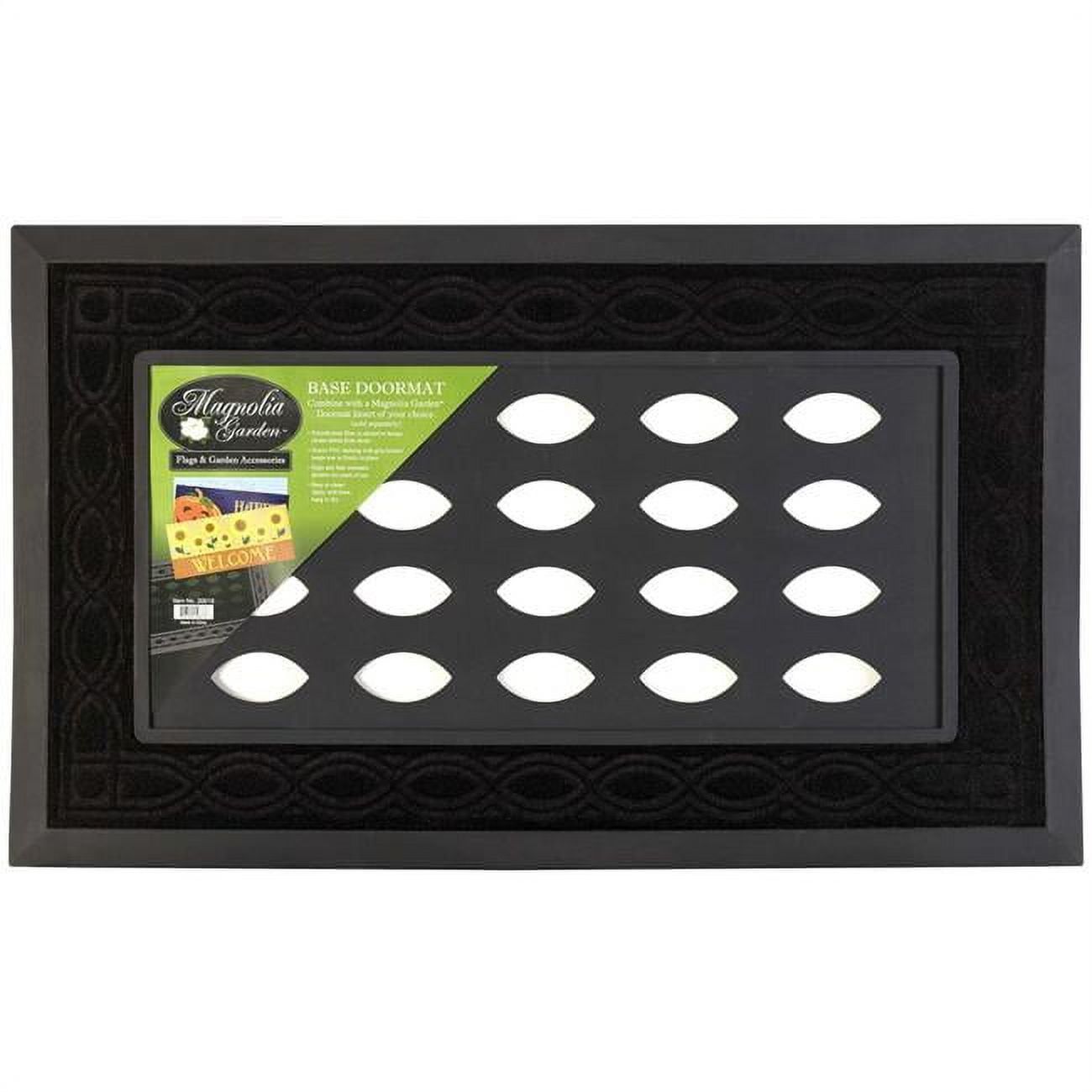 Magnolia Gardens Black Rubber Outdoor Doormat Tray