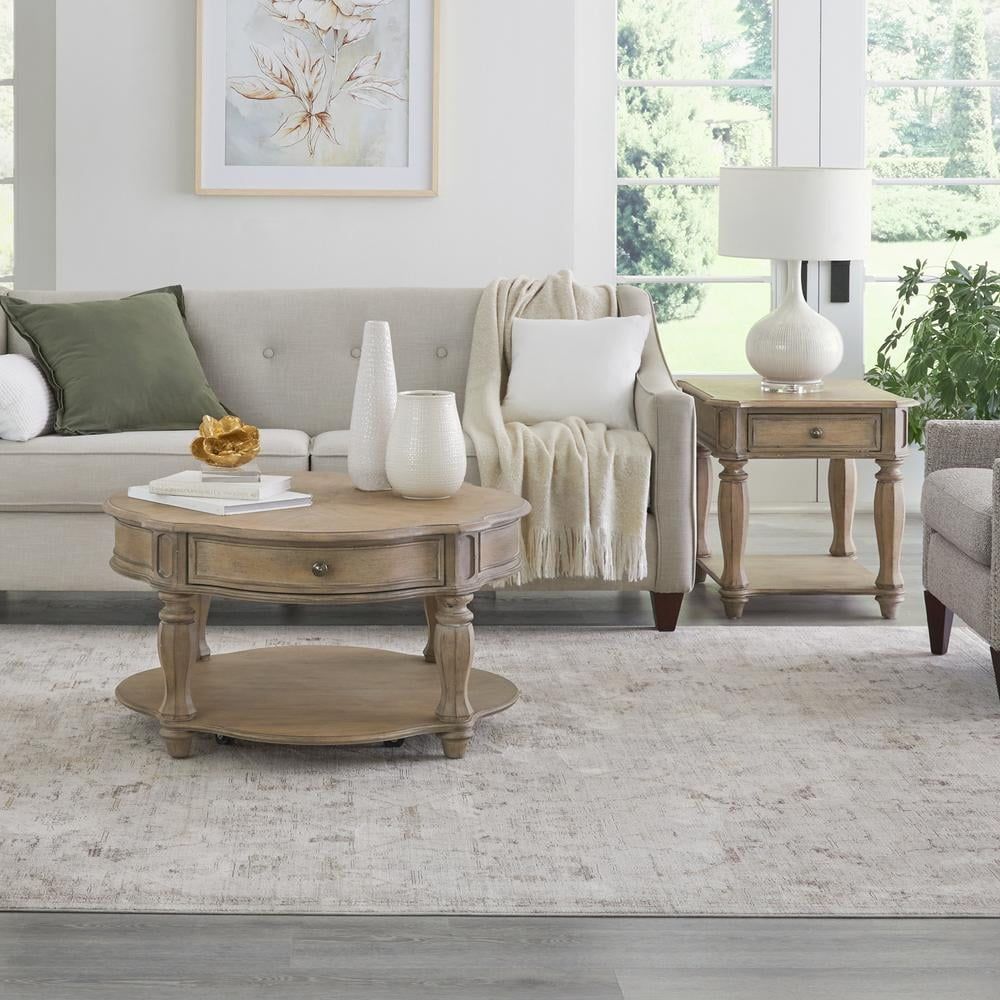 Weathered Bisque Cloverleaf Coffee Table and End Tables Set