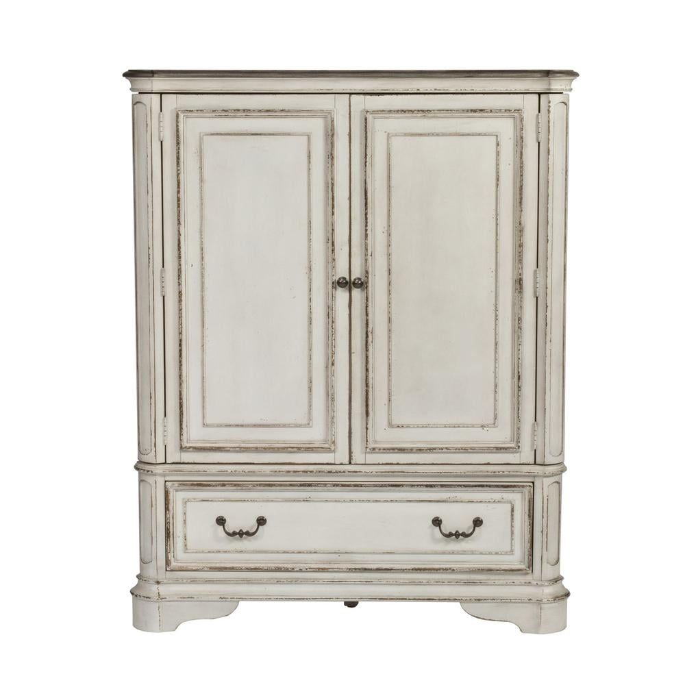 Antique White Traditional Door Chest with Felt Lined Drawer