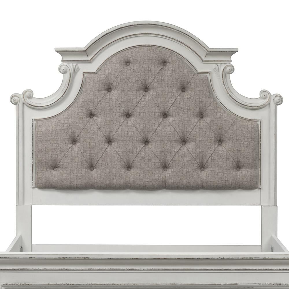 Antique White King Tufted Upholstered Wood Headboard