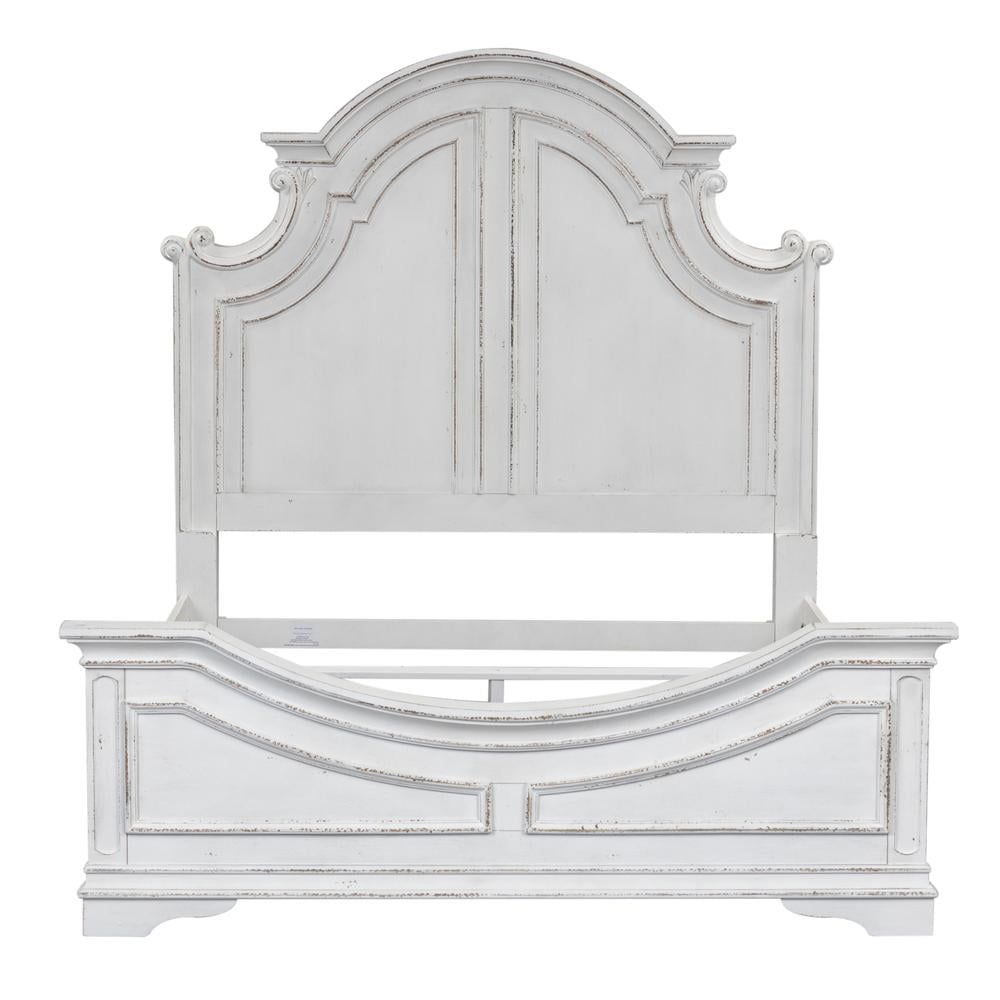 Antique White Queen Panel Bed with Arched Crown