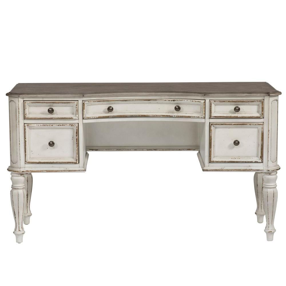 Magnolia Manor White Antique Vanity Desk with Drawers