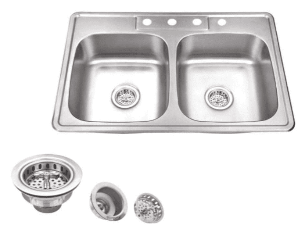 33-Inch Stainless Steel Double Bowl Kitchen Sink with Strainers