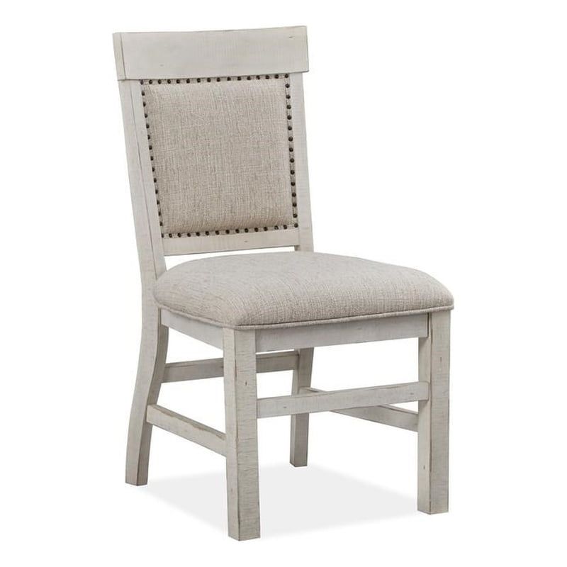 Beige Upholstered Wood French Country Side Chair