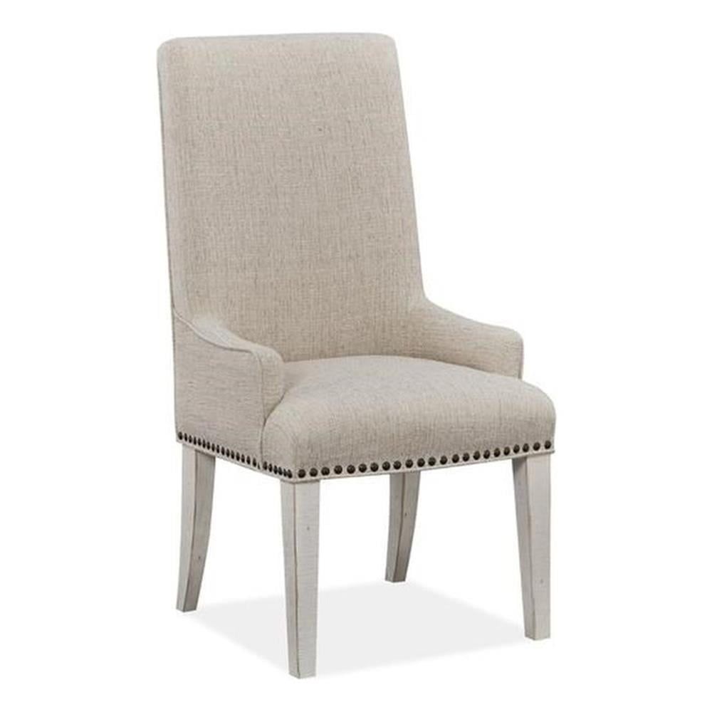 Alabaster Upholstered Arm Chair with Nailhead Trim