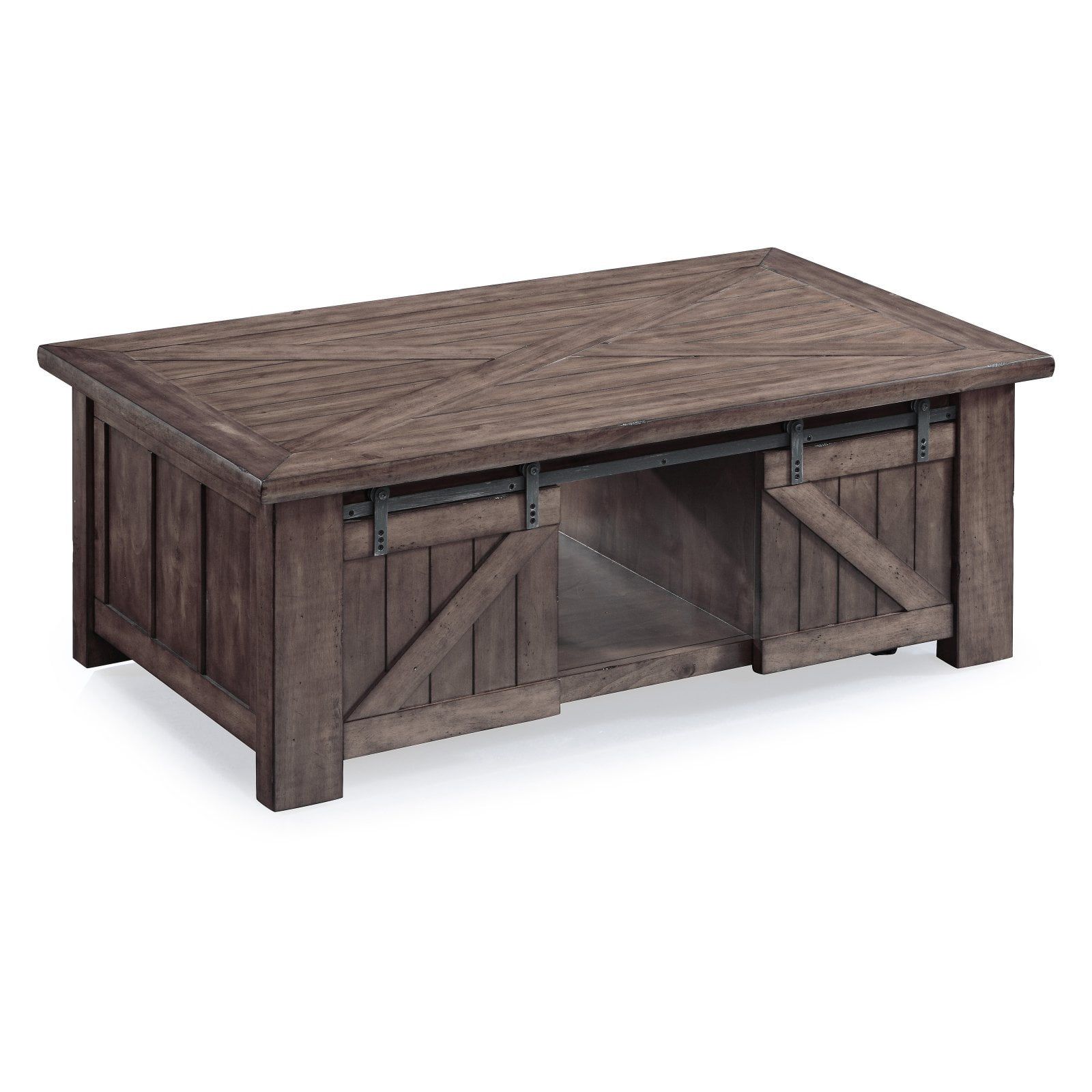 Gray Rustic Rectangular Wood and Metal Lift-Top Coffee Table