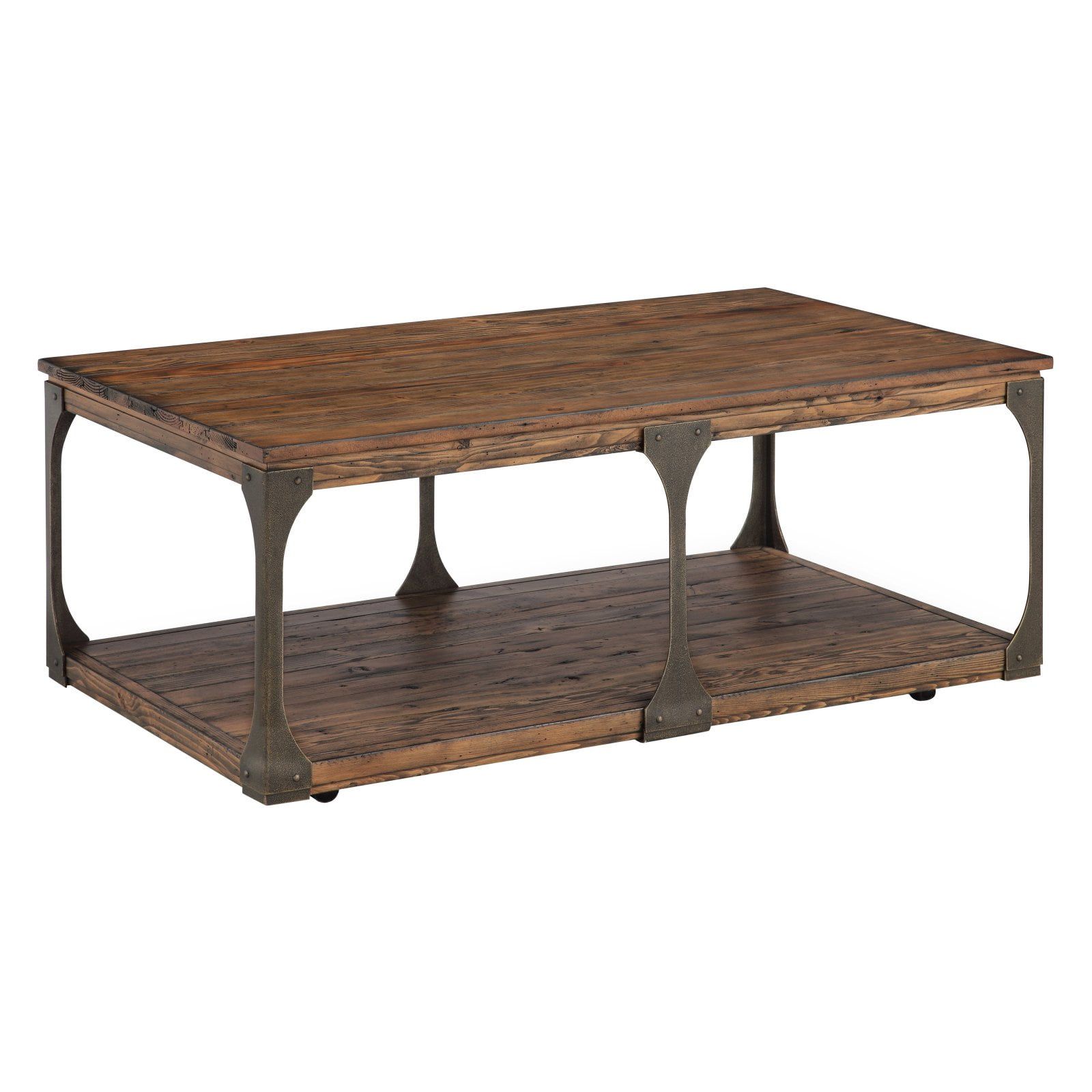 Bourbon Brown Industrial Rectangular Coffee Table with Storage