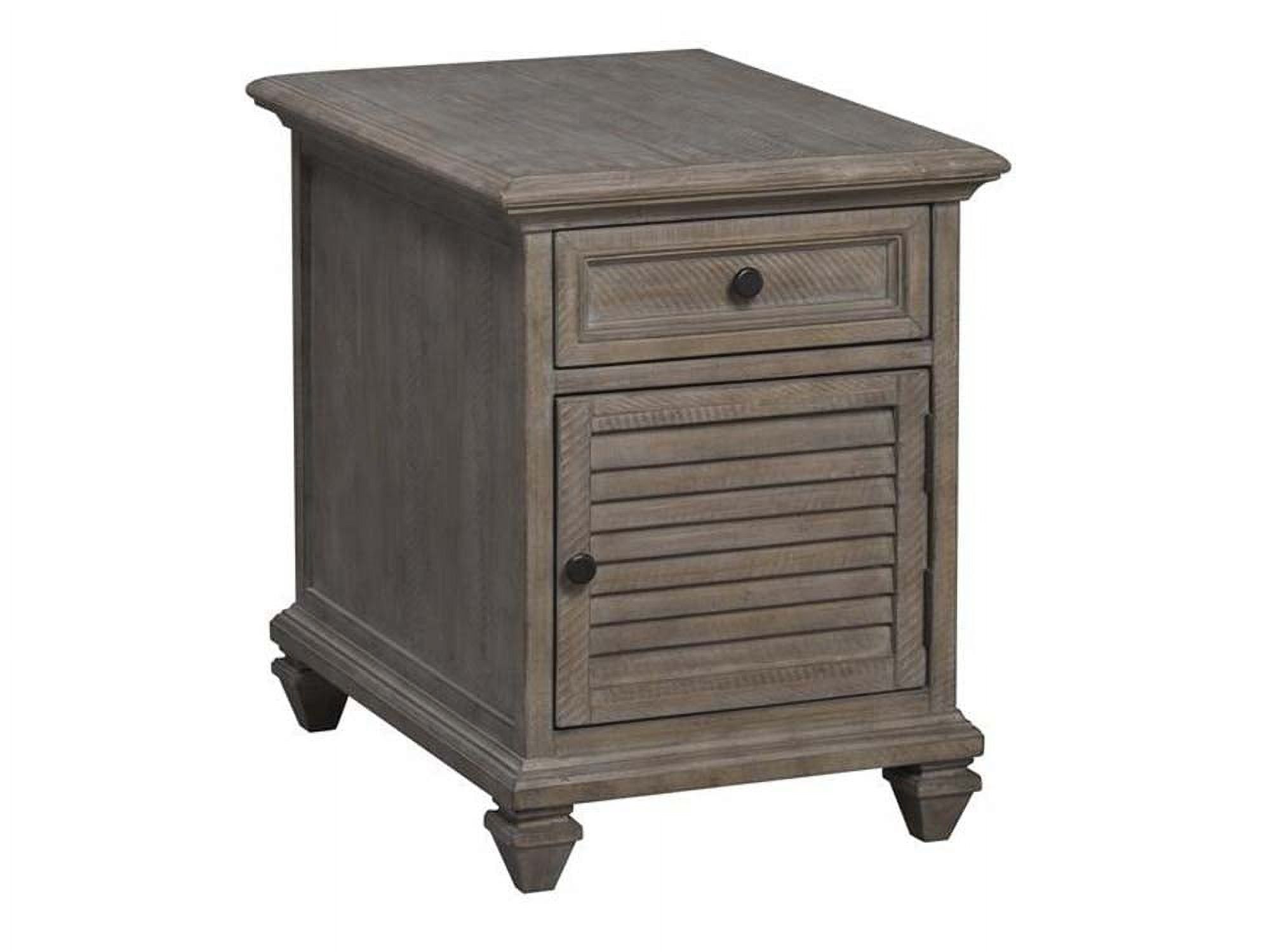 Dovetail Grey Pine Wood Chairside End Table with Storage