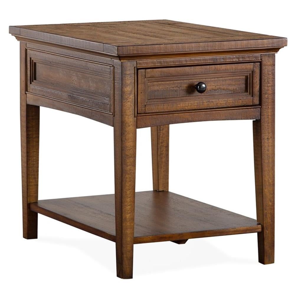 Brown Wood Rectangular End Table with Storage