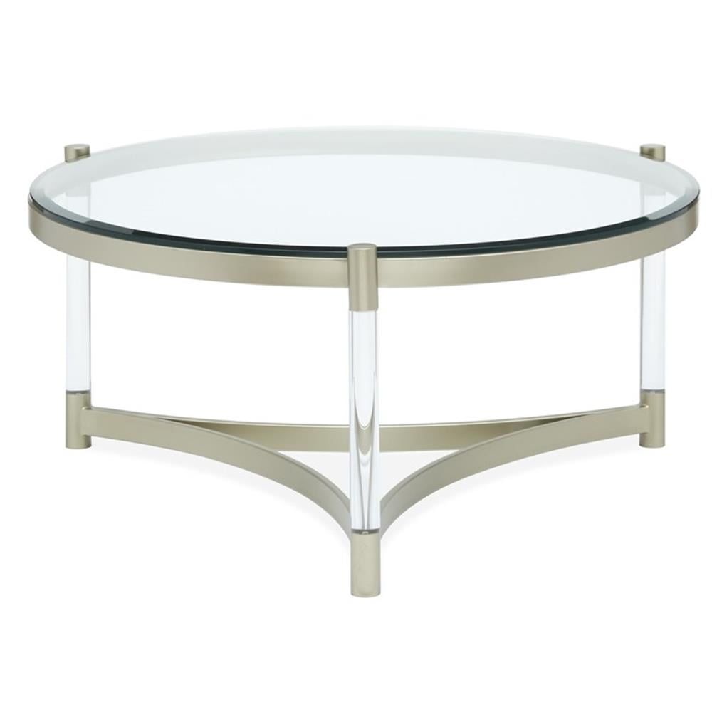 Silas Round Platinum Glass and Acrylic Cocktail Table