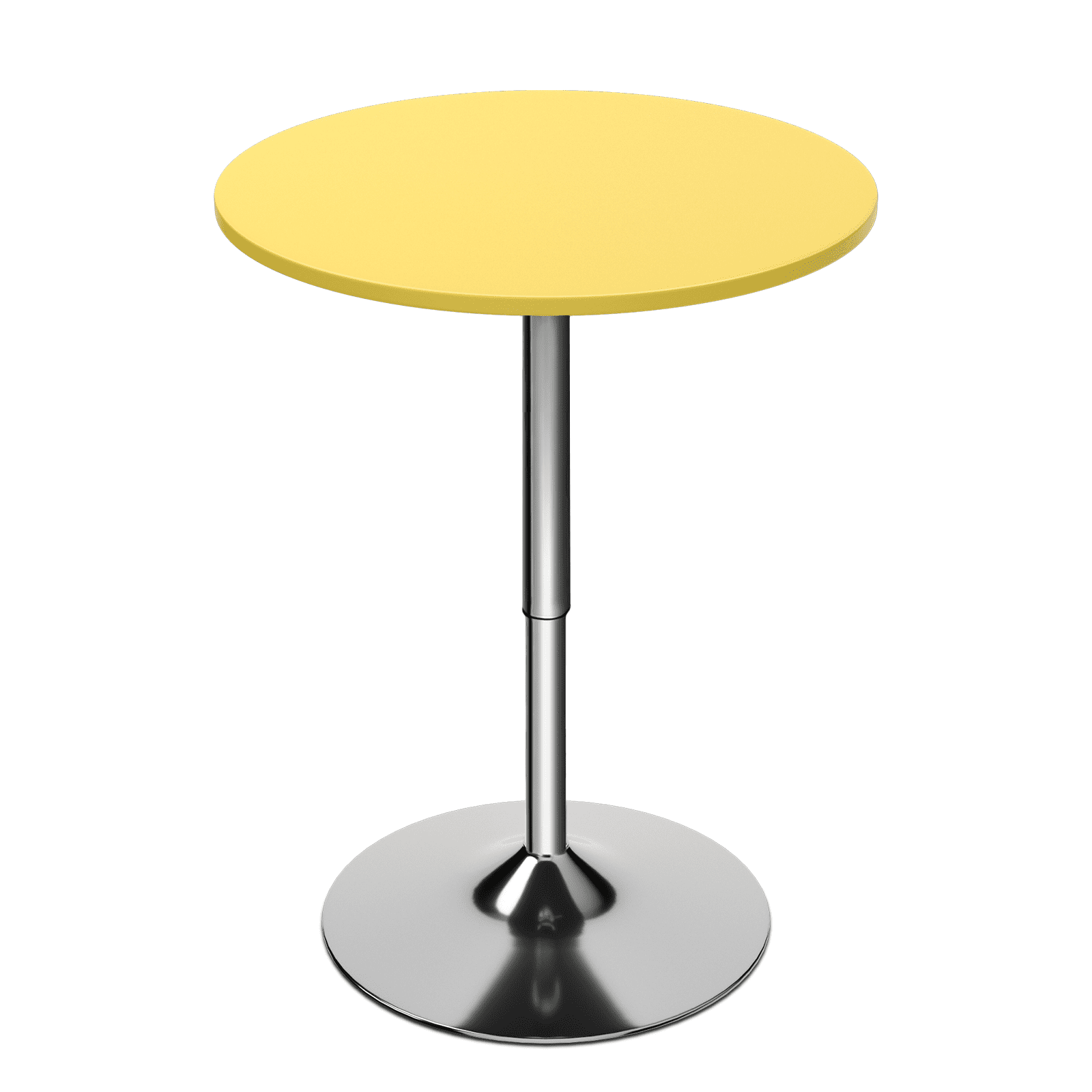 Yellow Round Adjustable Height Wood and Metal Counter Table