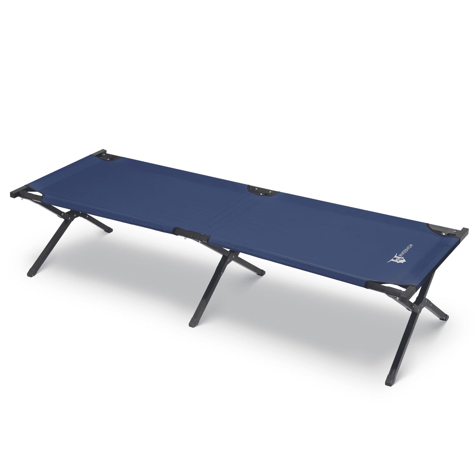 Navy Blue Aluminum Folding Camping Cot with Carrying Bag