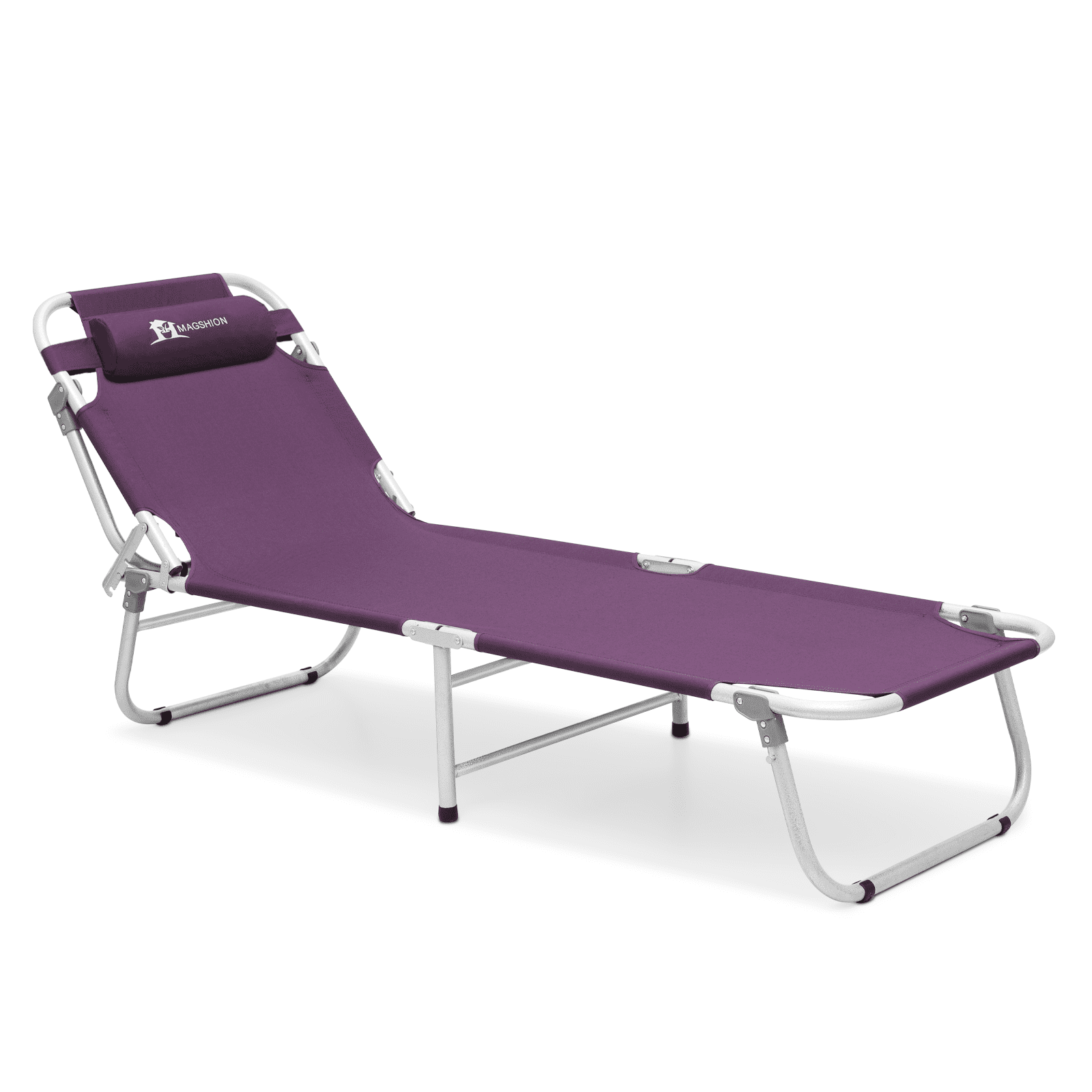 Purple Adjustable Folding Camping Cot with Pillow and Carry Bag