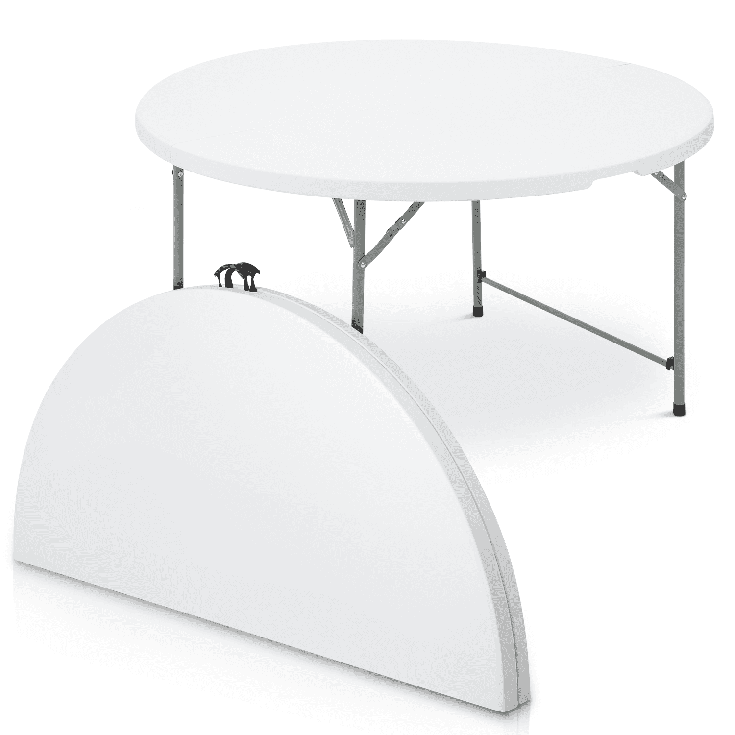 White Round 53" Steel Frame Folding Table