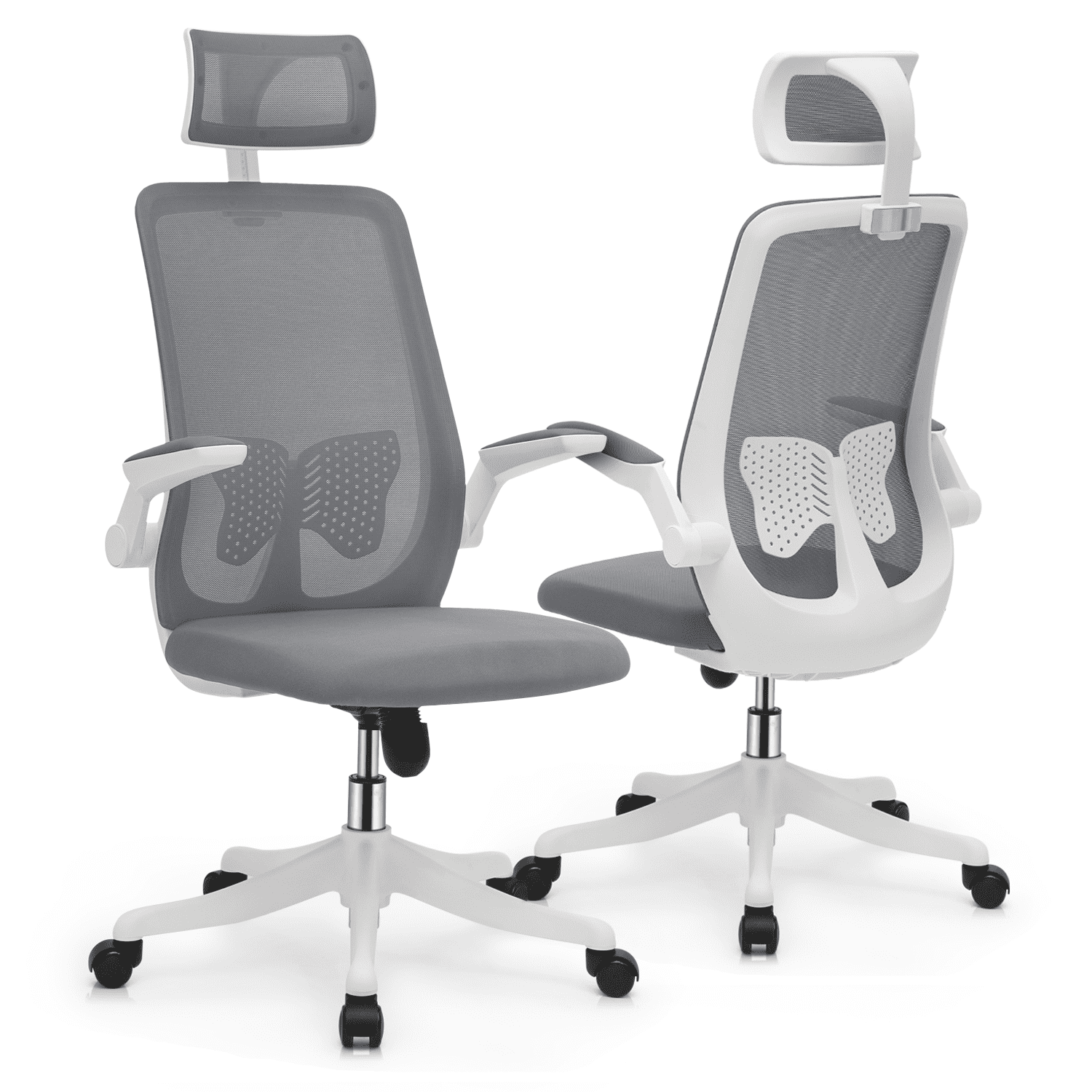 Gray High Back Mesh Swivel Office Chair with Adjustable Arms