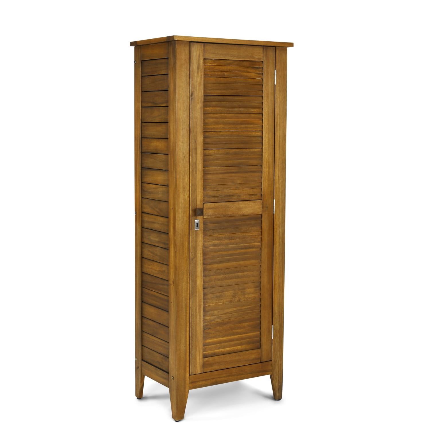 Maho Brown Acacia Wood Lockable Storage Cabinet with Adjustable Shelves