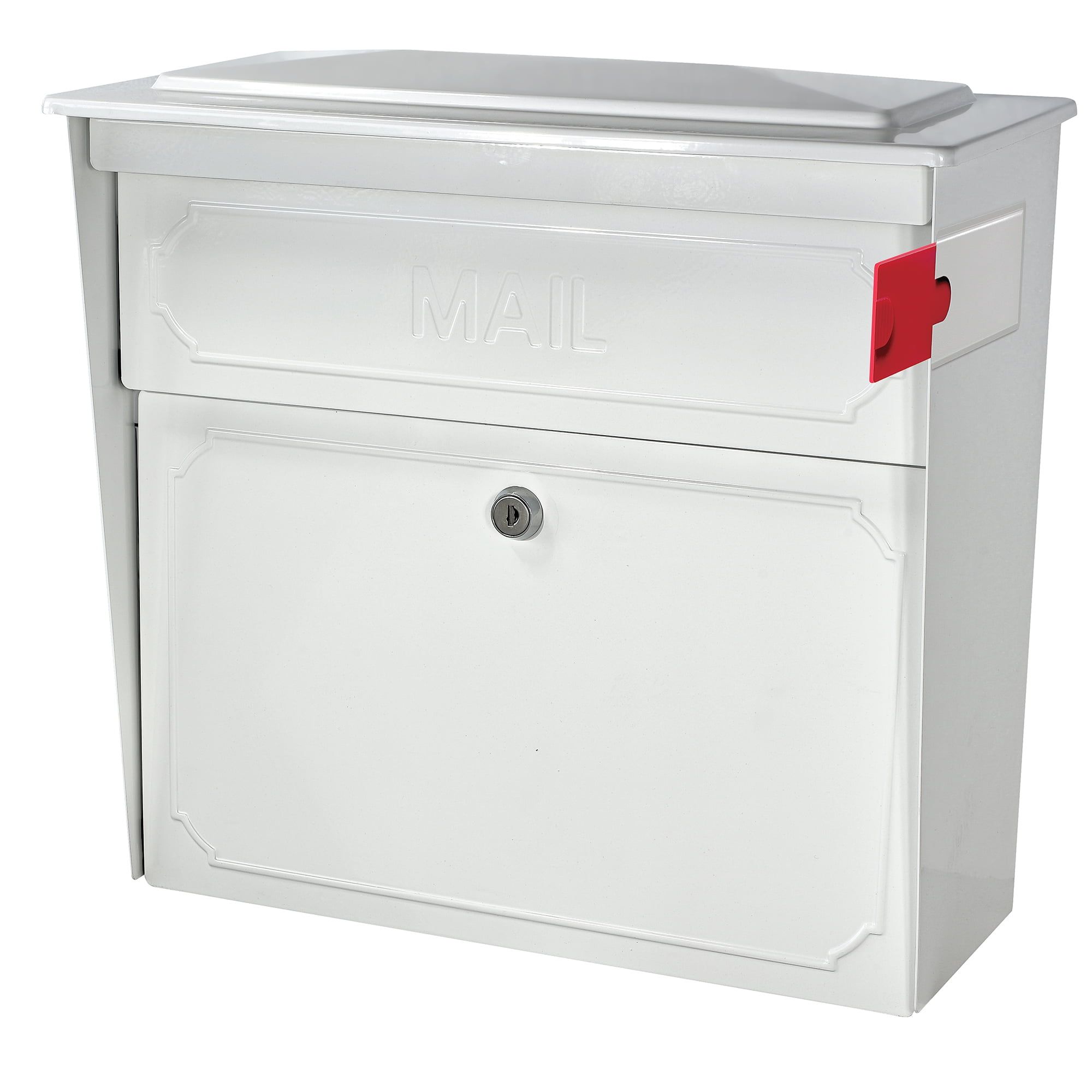 Alpine White Large Lockable Steel Wall Mount Mailbox