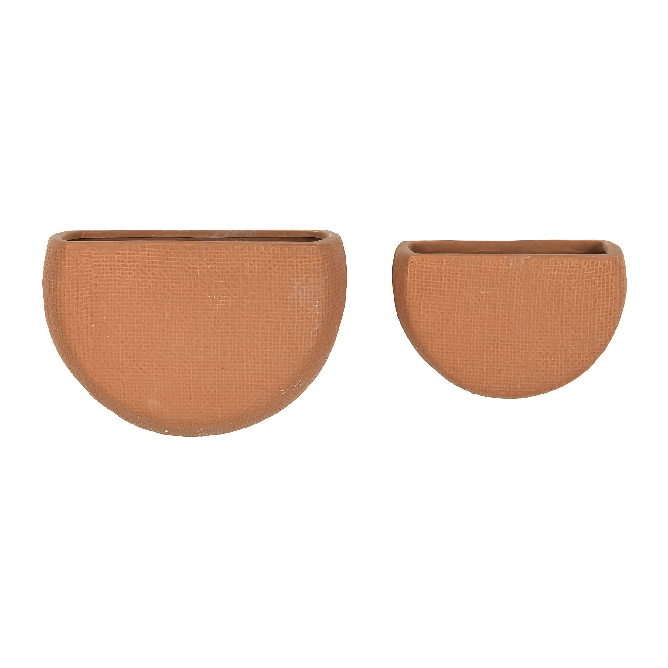 Terracotta Stoneware Wall Mount Planters, Set of 2 Sizes