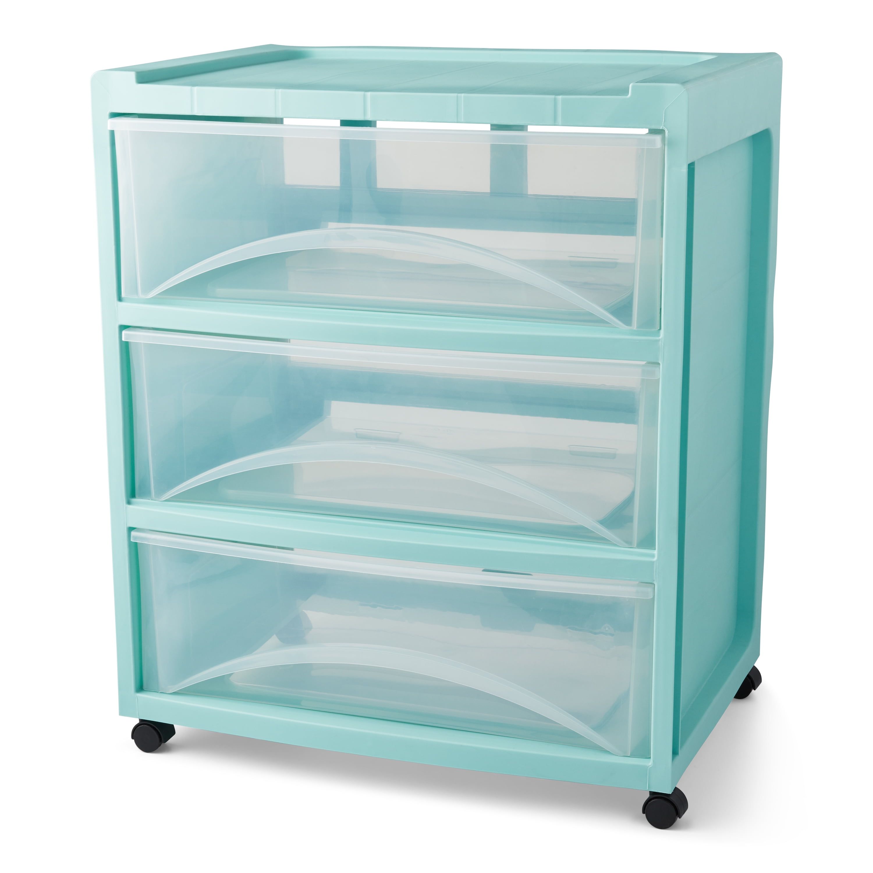 Mint Green 3-Drawer Mobile Storage Cart with Clear Fronts