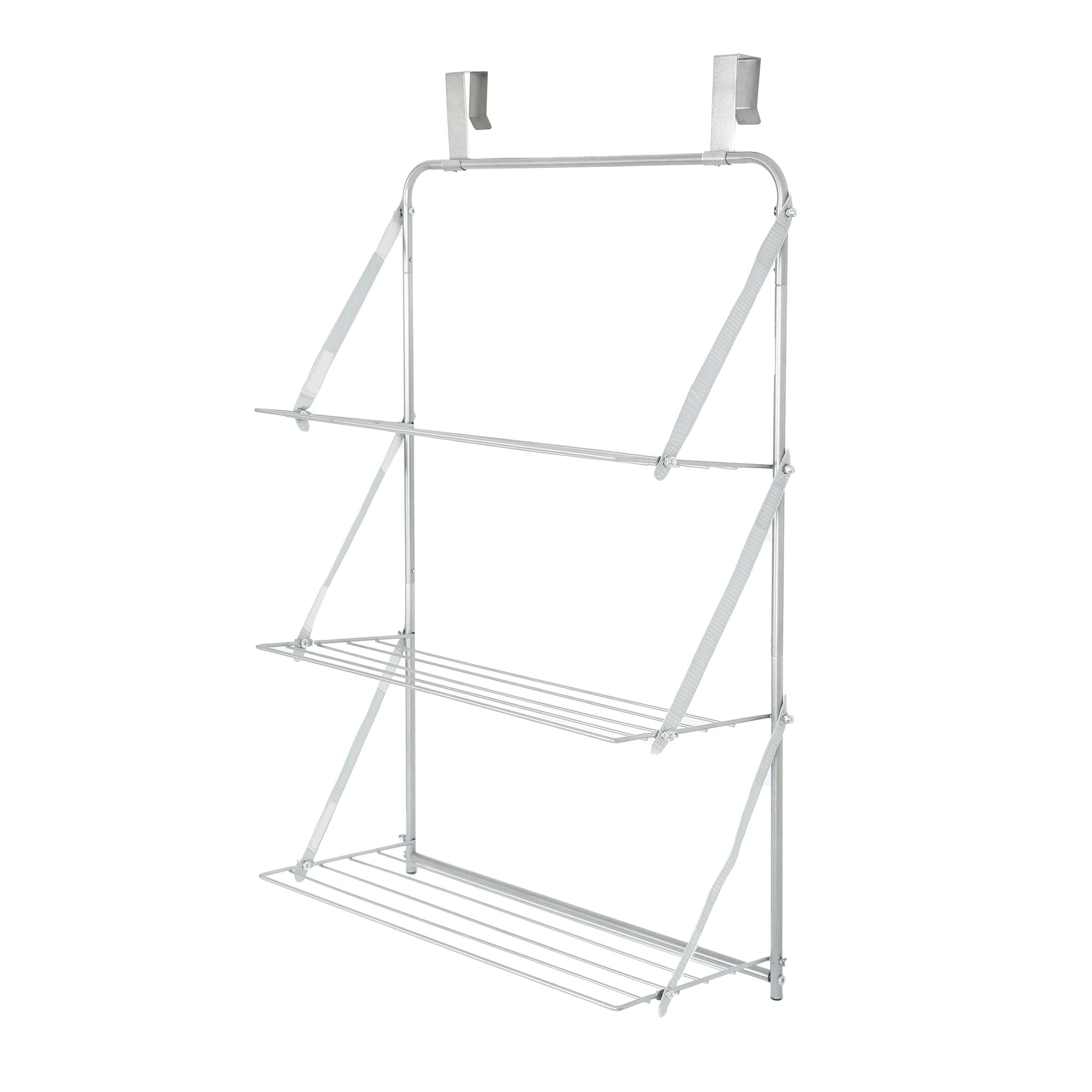 Silver 3-Tier Steel Over-the-Door Towel Rack