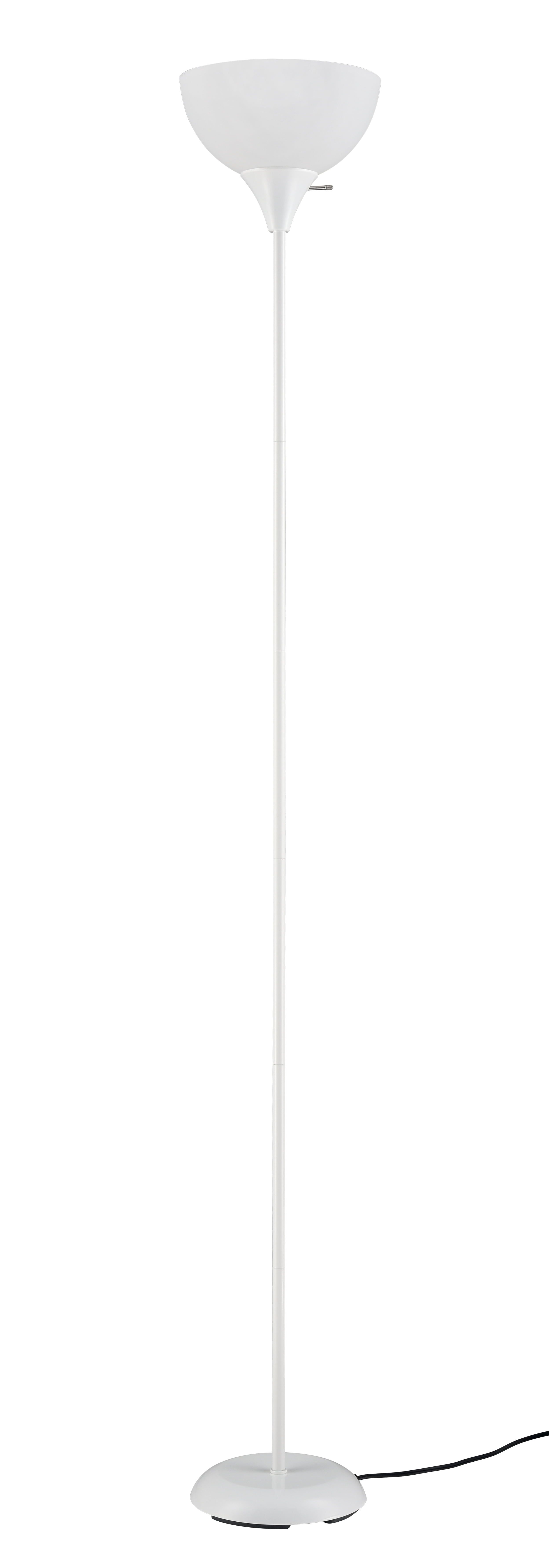 71" White Metal Floor Lamp with 3-Way Switch