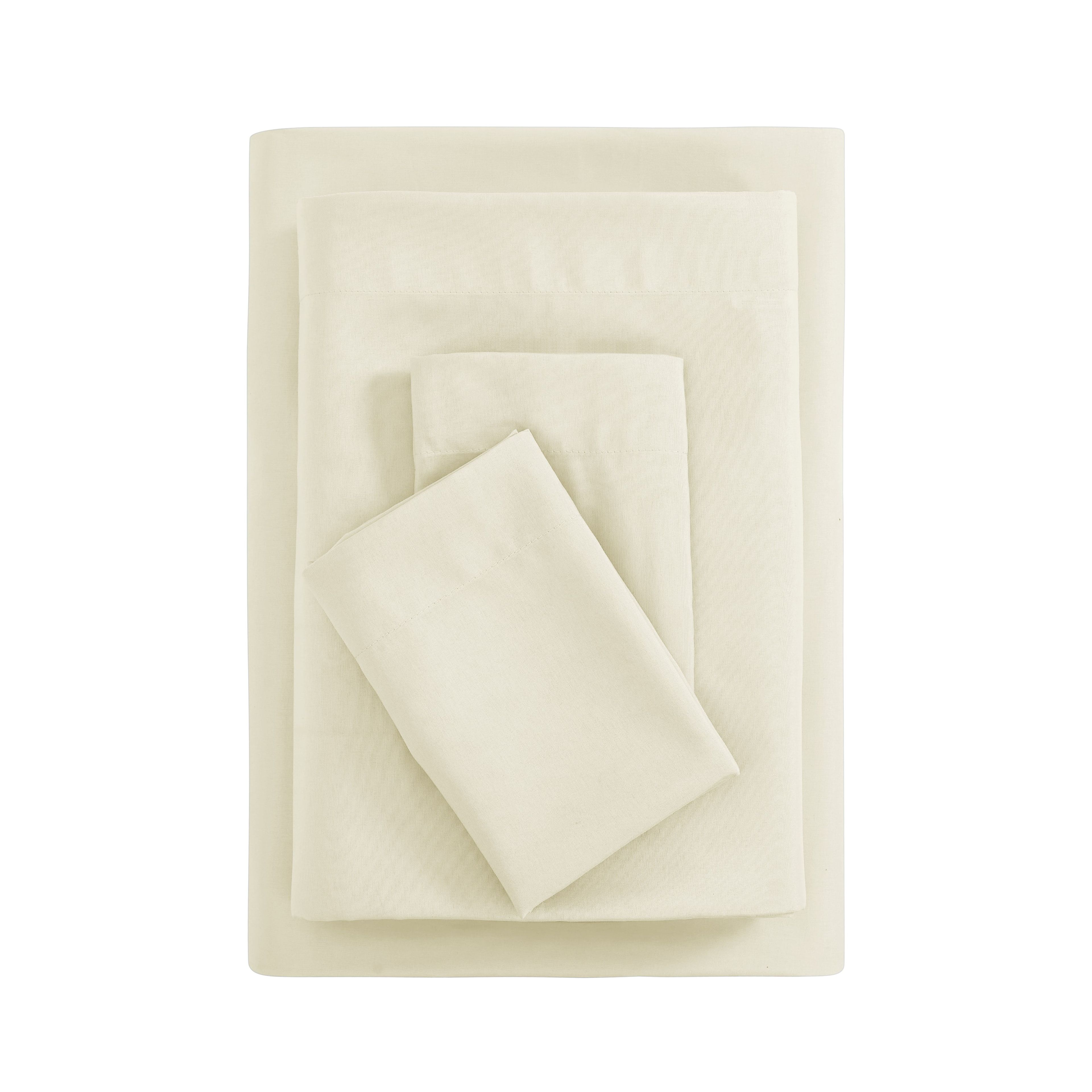 Full Off-White Polyester Microfiber Sheet Set, 4 Piece