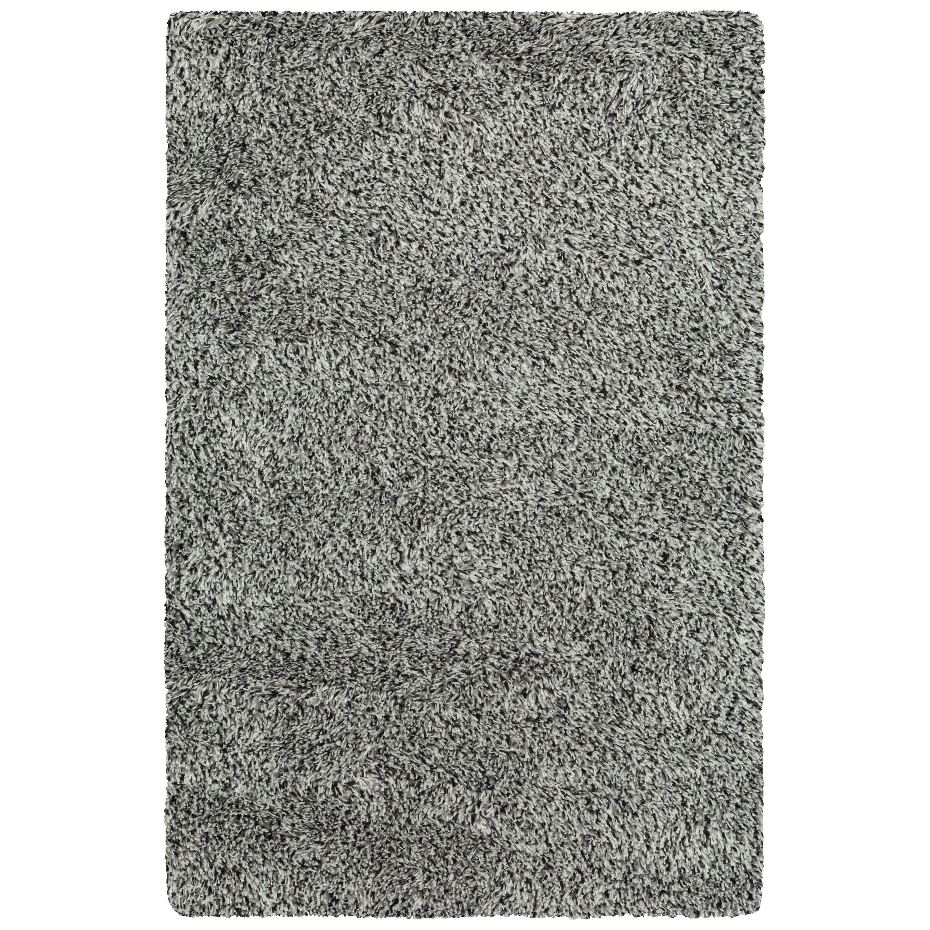 Black Gray Tufted Shag Rectangular Washable Rug 3' x 5'