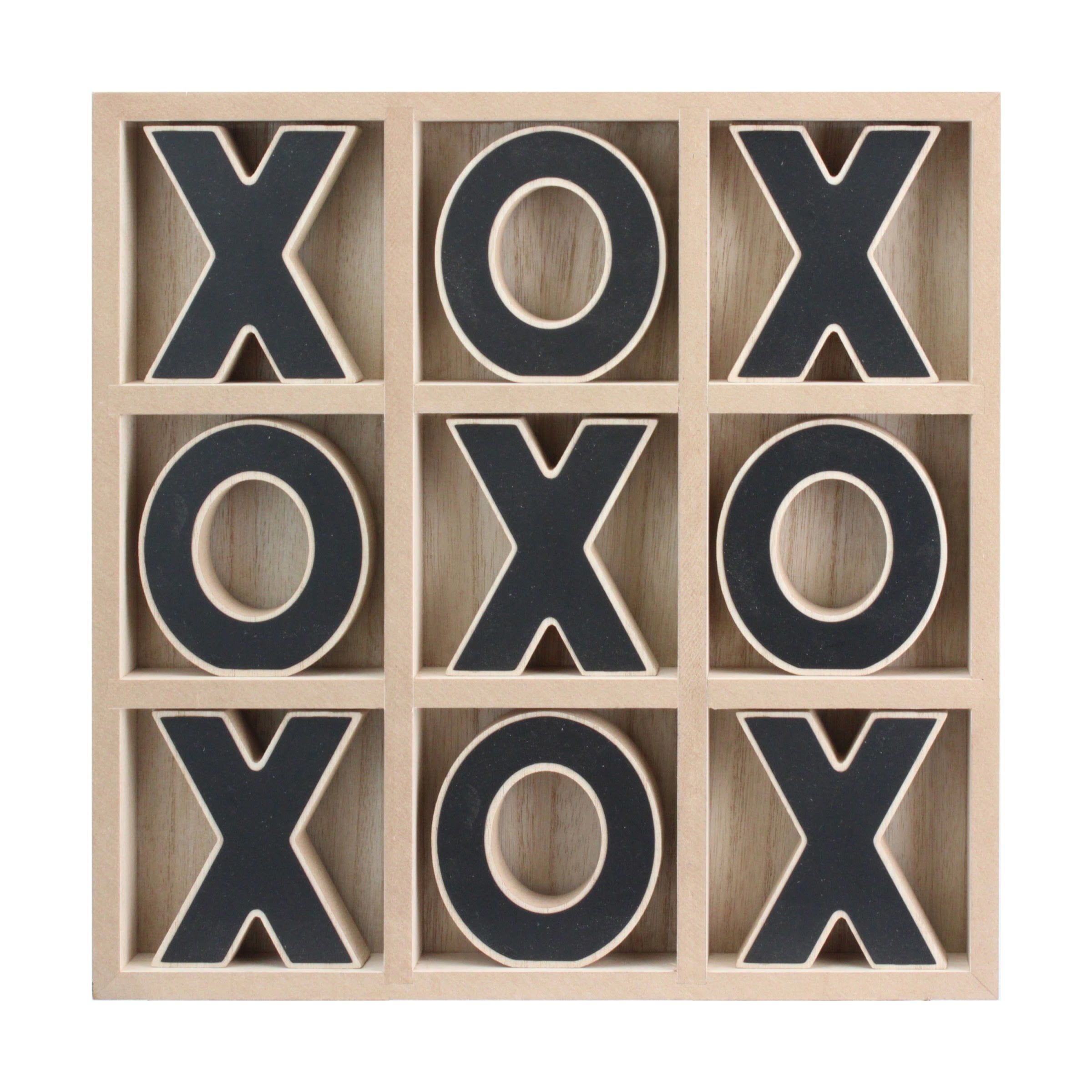 Natural and Black Wooden Tic-Tac-Toe Game Set