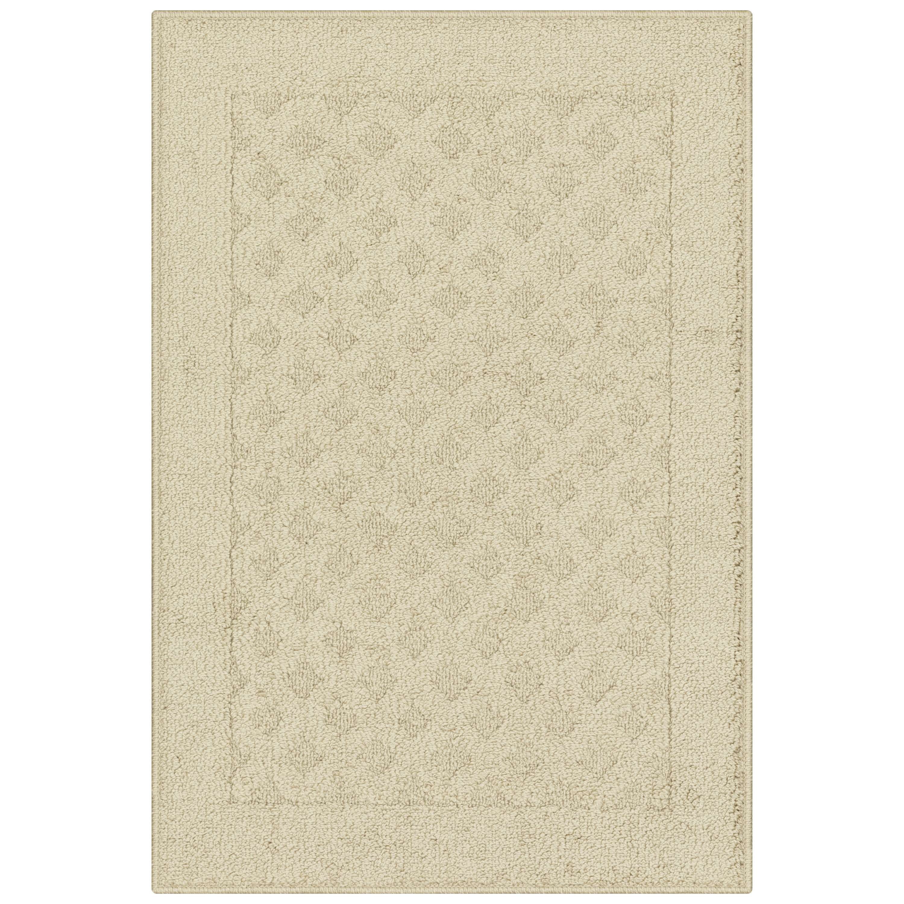 Beige Tufted Non-slip Rectangular Stain-resistant Accent Rug