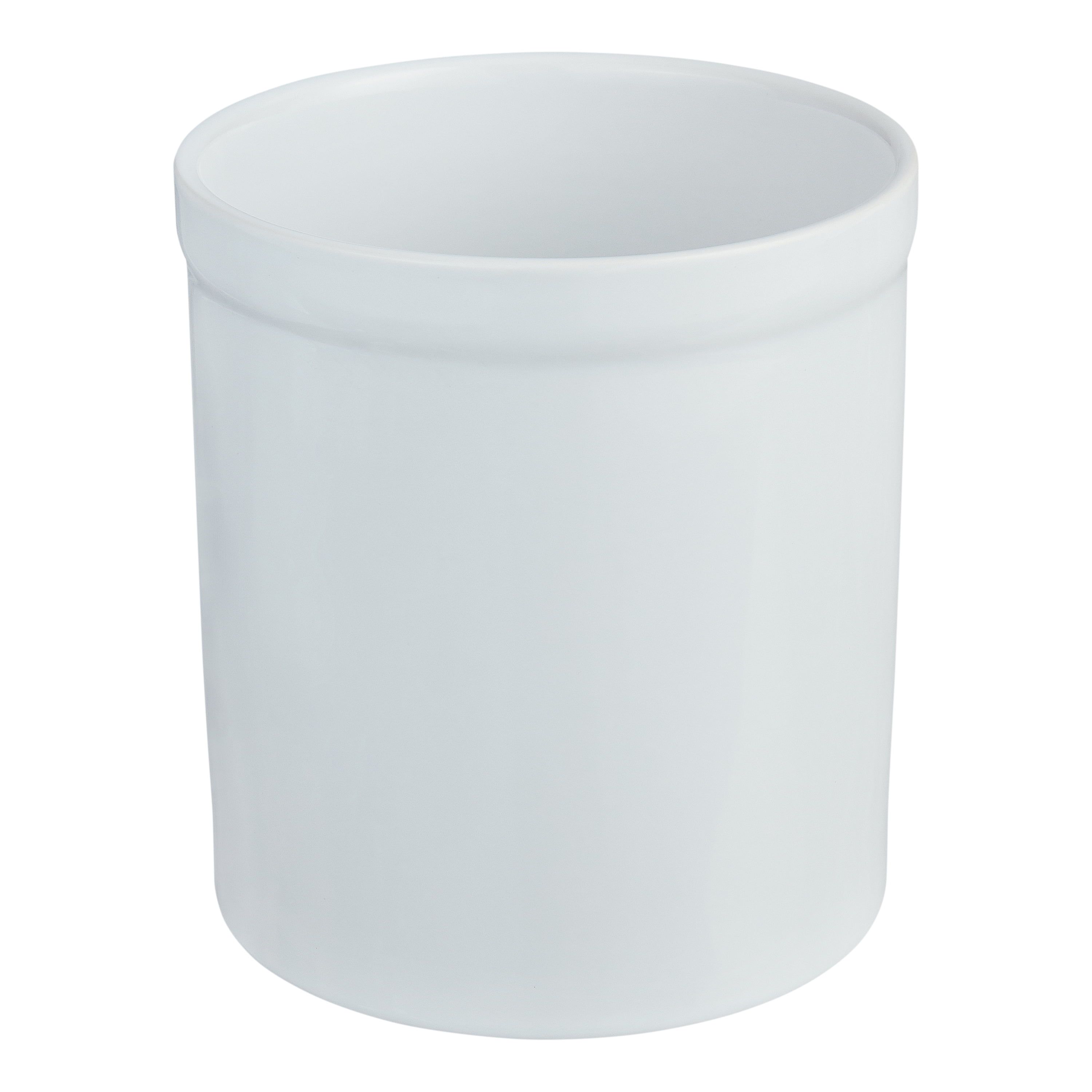 White Glazed Ceramic Kitchen Utensil Holder Crock