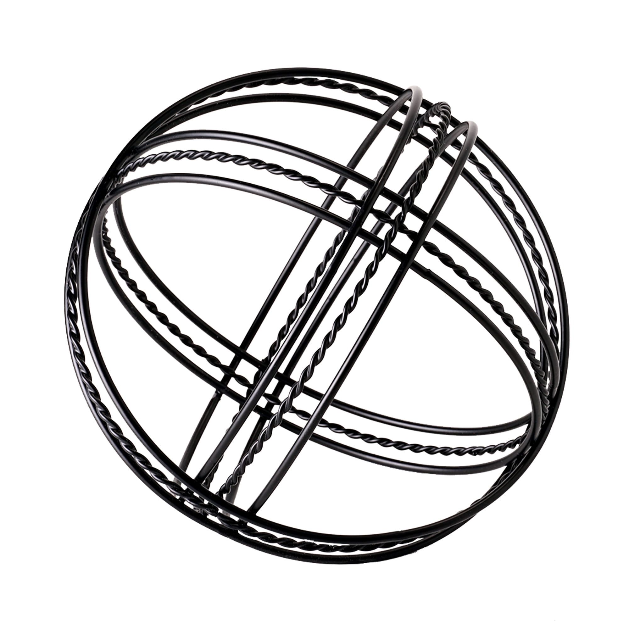 Black Geometric Metal Orb 6" Modern Tabletop Decoration