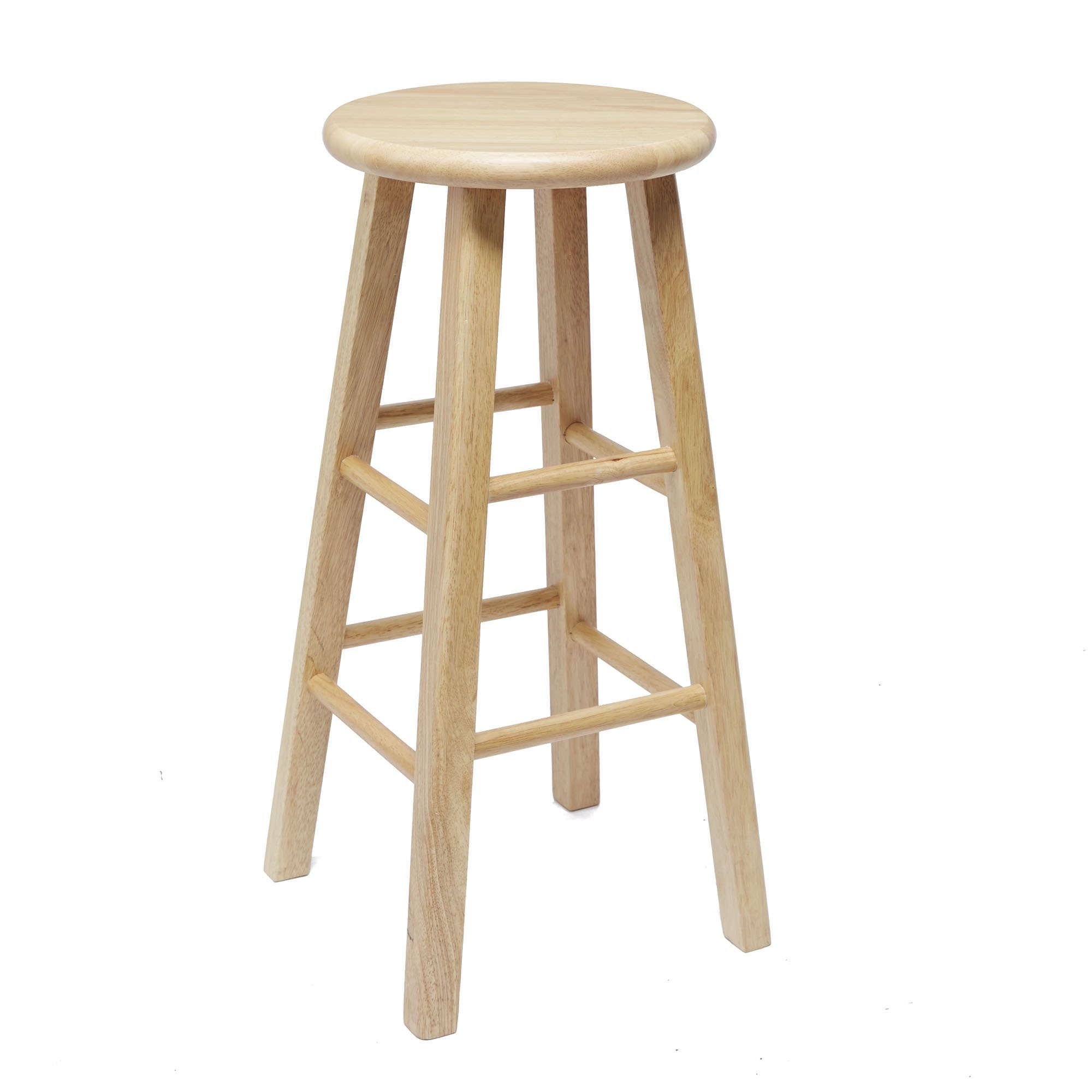 Elegant 29" Natural Finish Backless Wooden Bar Stool