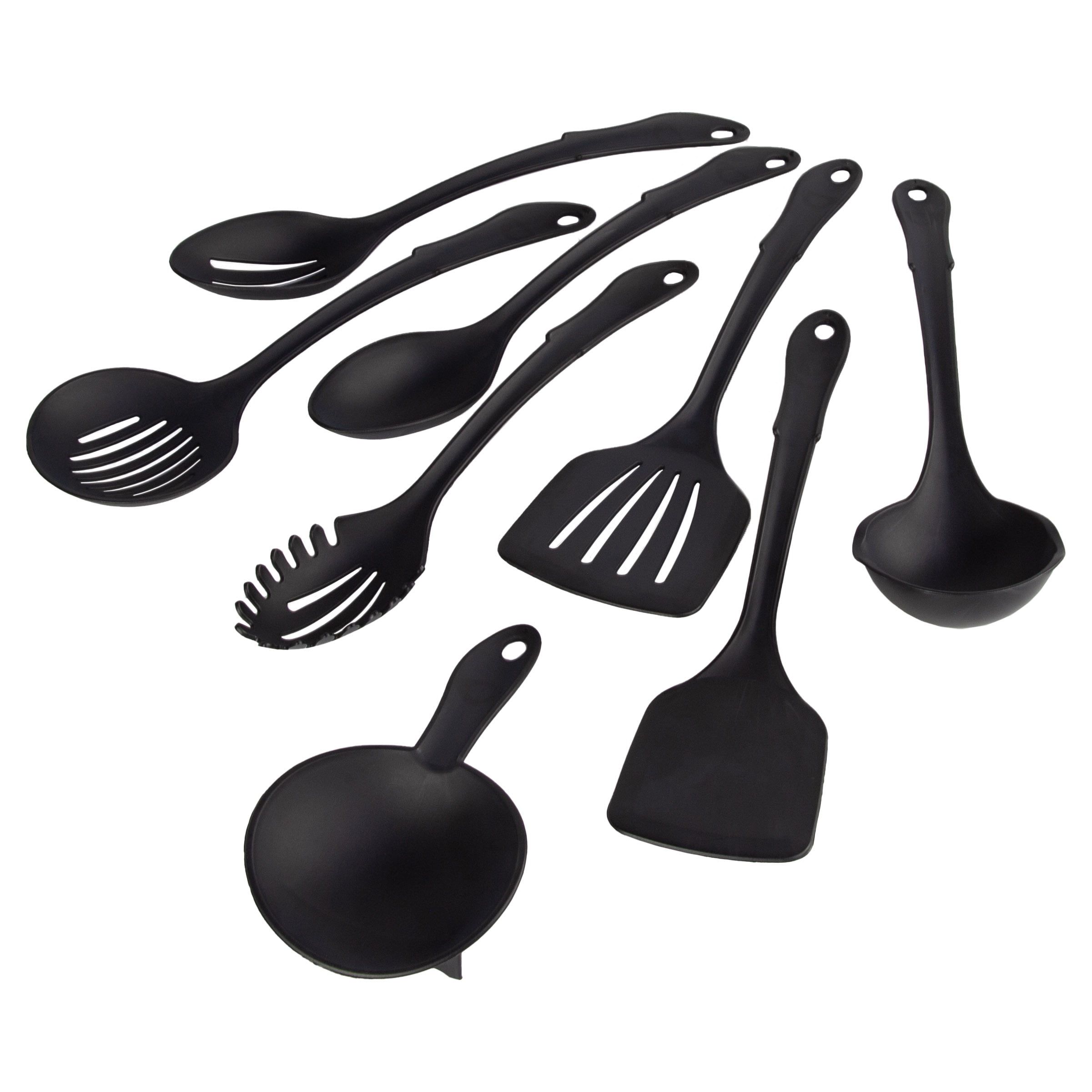 Black Nylon 8-Piece Kitchen Utensil Set with Connector Ring